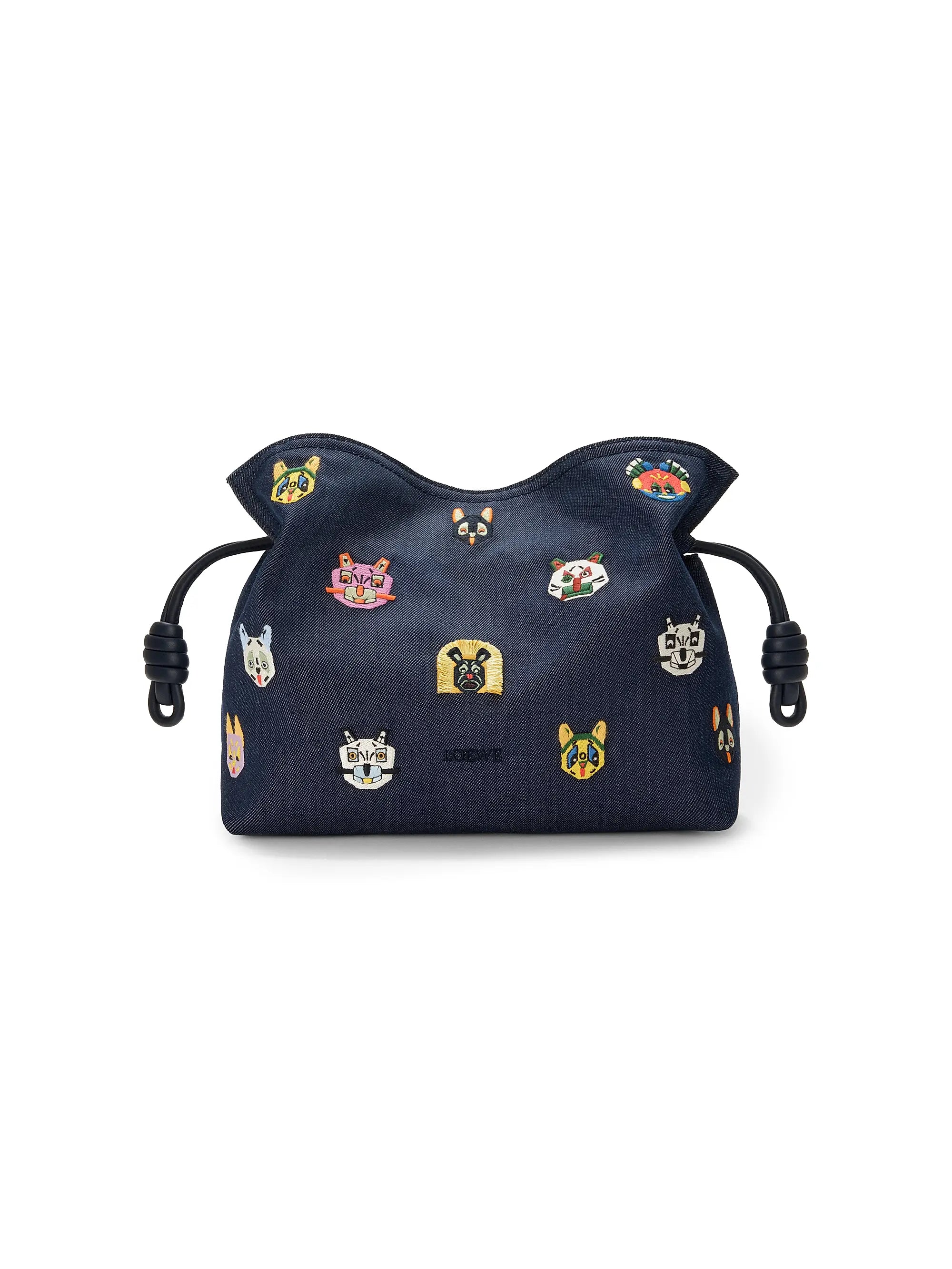 LOEWE LOEWE x Louis Wain Medium Cats Flamenco Embroidered Denim Clutch