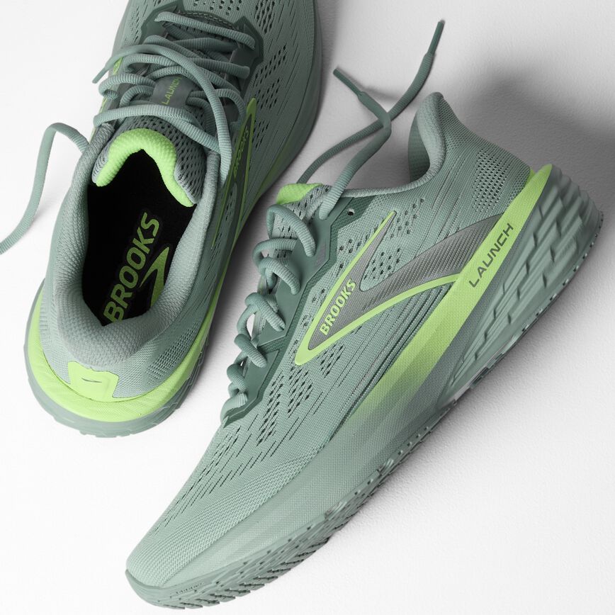 Brooks Launch 12 Gray Mist/Green