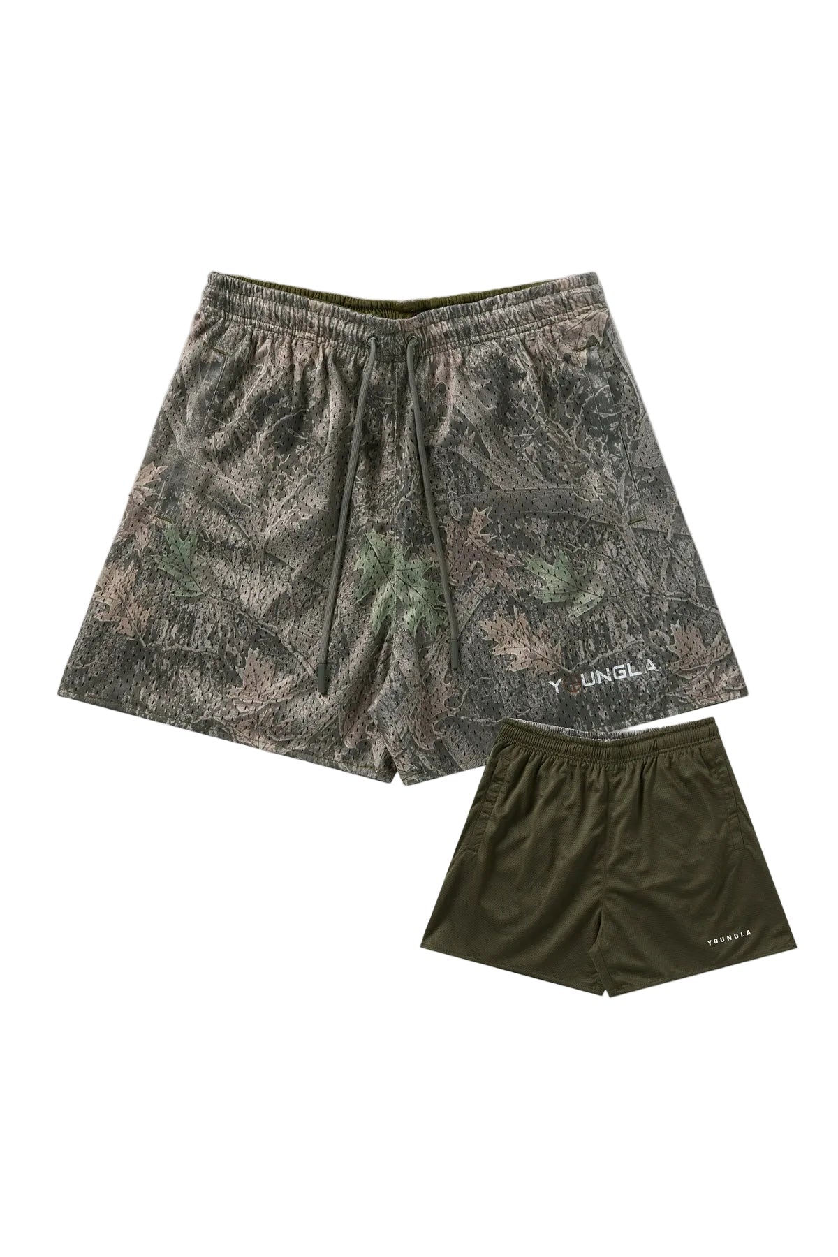 1117 - Tree Camo Mesh Shorts Green Tree Camo - Unmatched Kicks - YOUNG LA