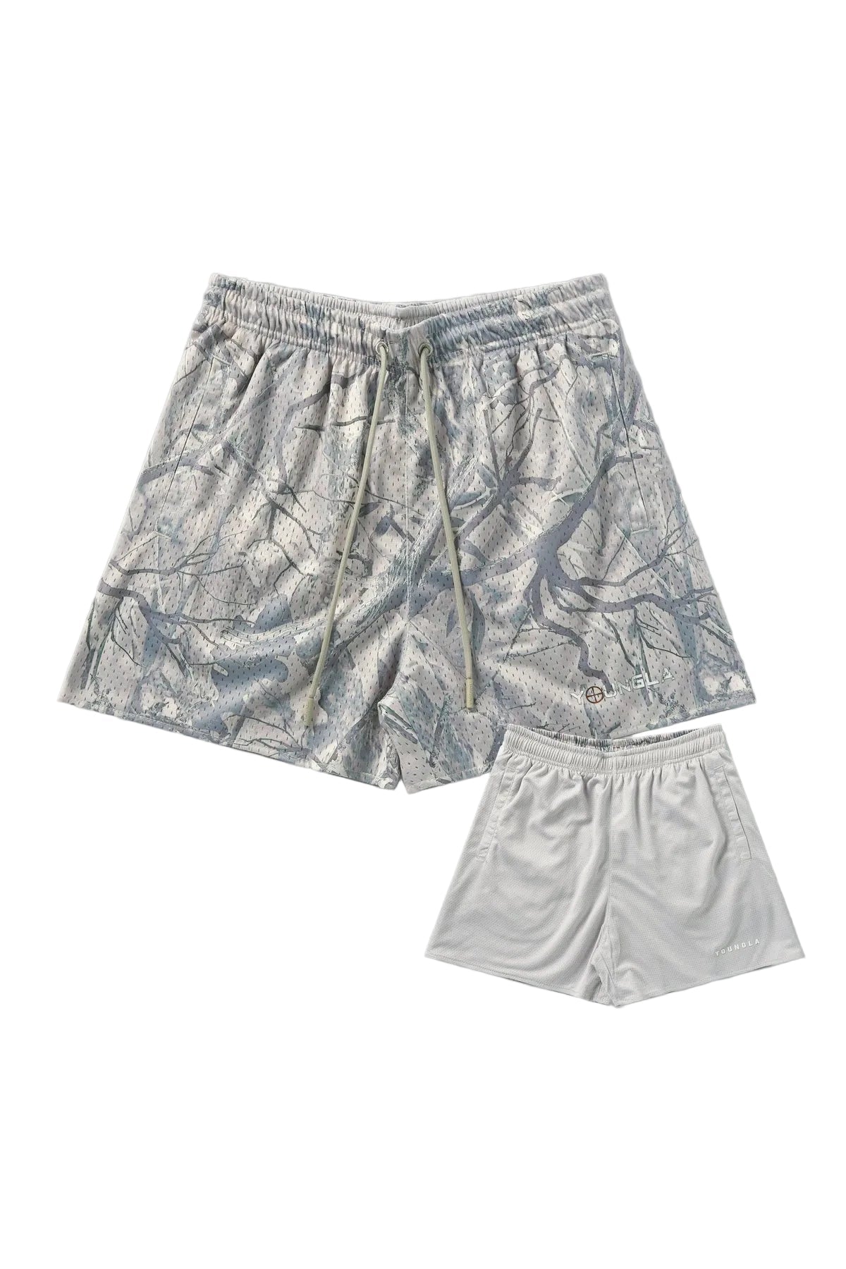 1117 - Tree Camo Mesh Shorts Tan Tree Camo - Unmatched Kicks - YOUNG LA