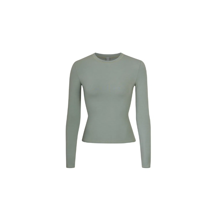 Skims Cotton Jersey Long Sleeve T-Shirt Mineral
