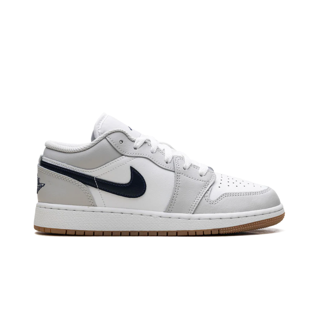 Jordan 1 Low White Neutral Grey Gum Midnight Navy (GS)
