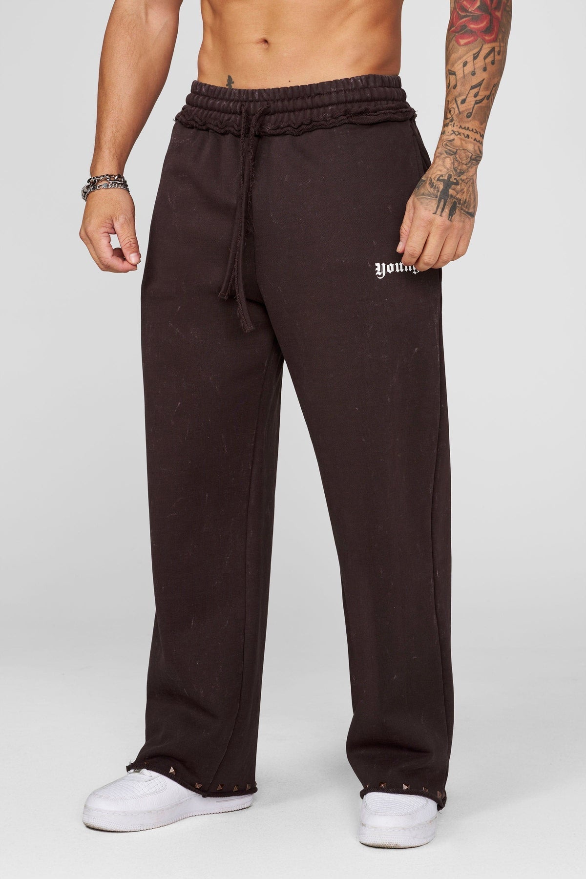 2087 - Stud Sweats Black Wash Brown Wash - Unmatched Kicks-YOUNG LA