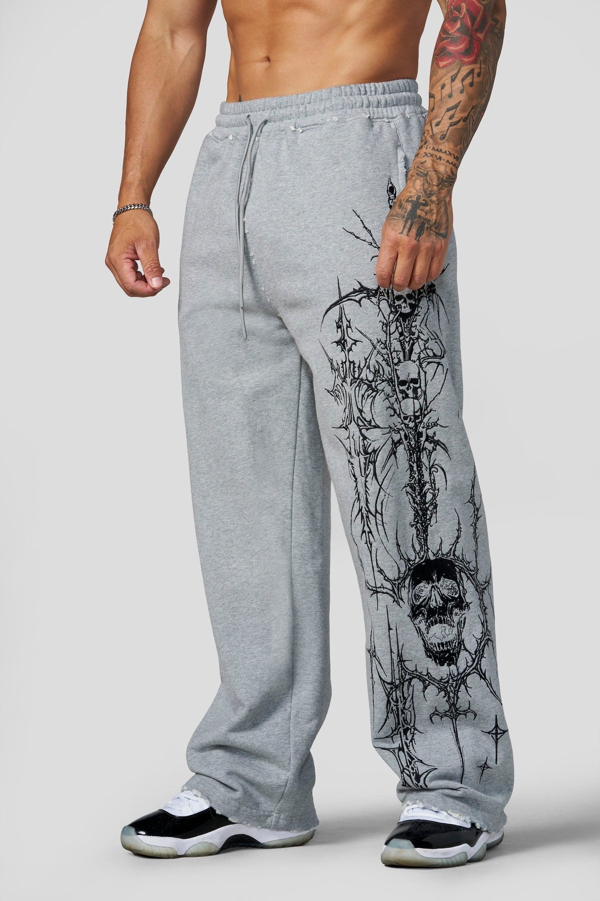 2122 - Eternal Embroidered Sweats Heather Grey - Unmatched Kicks-YOUNG LA