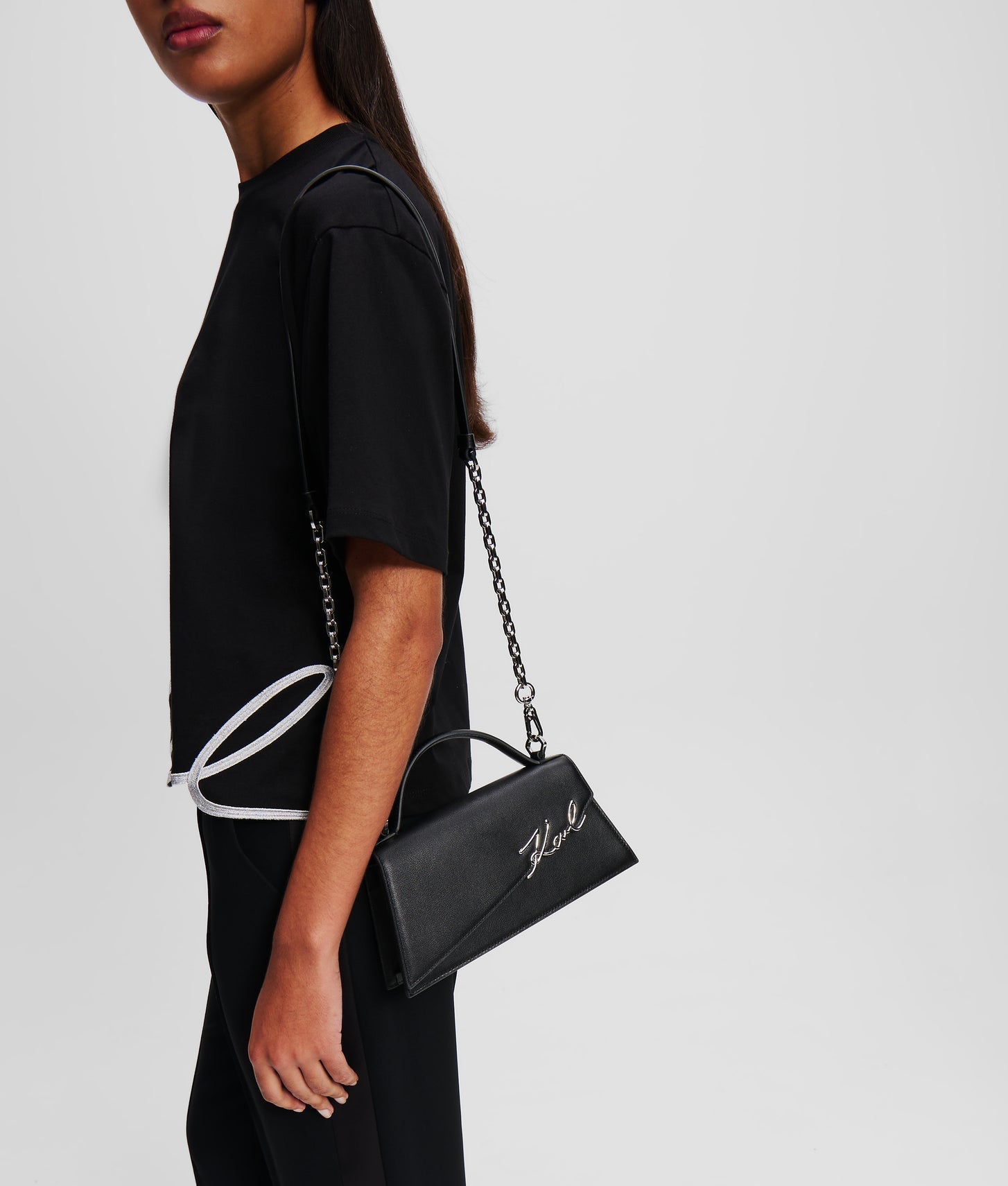 KarlLagerfeld Ksignature Slim Crossbody Bag Black/Nickel