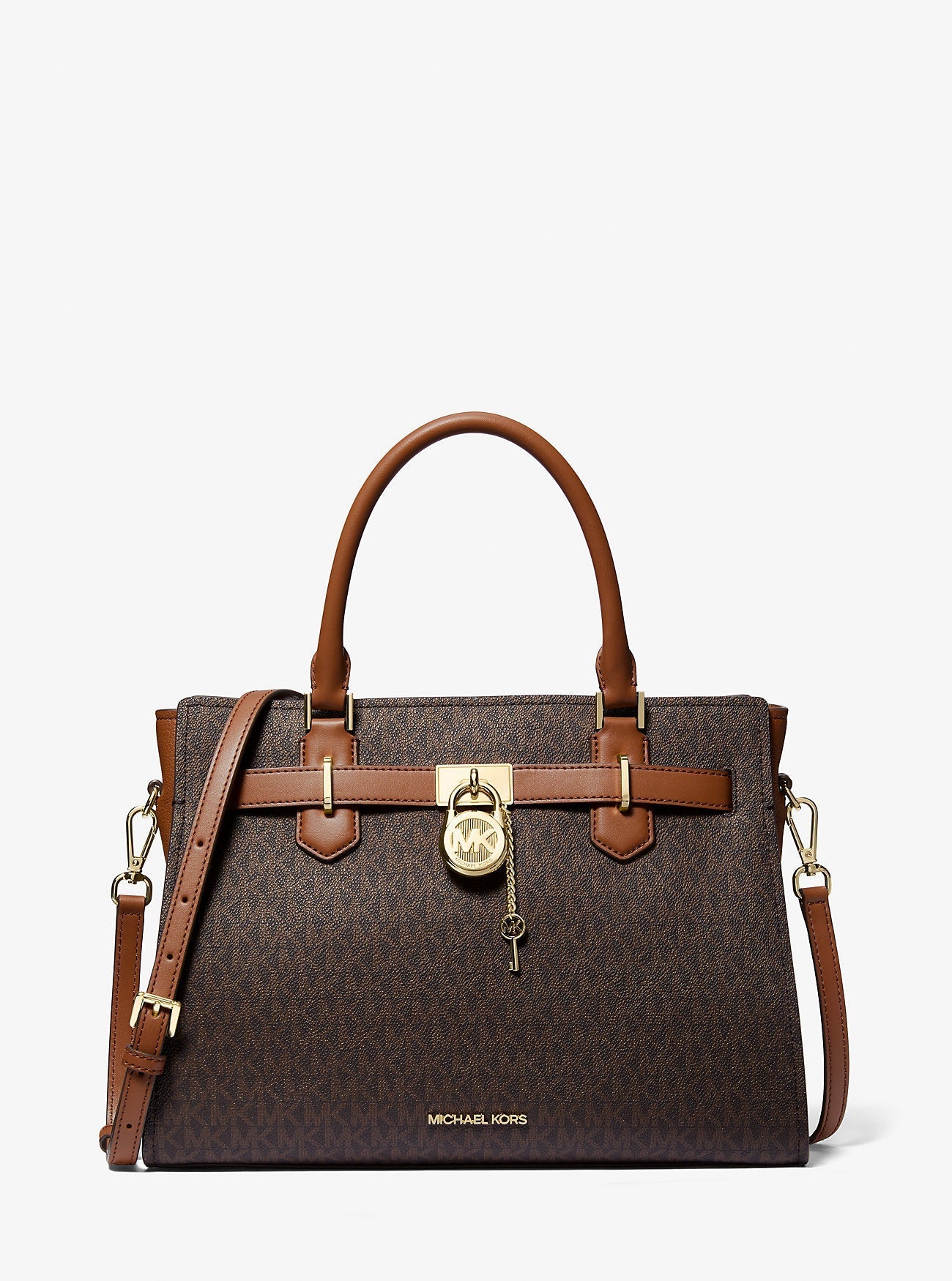 Michael Kors Hamilton Medium Logo Satchel Brown