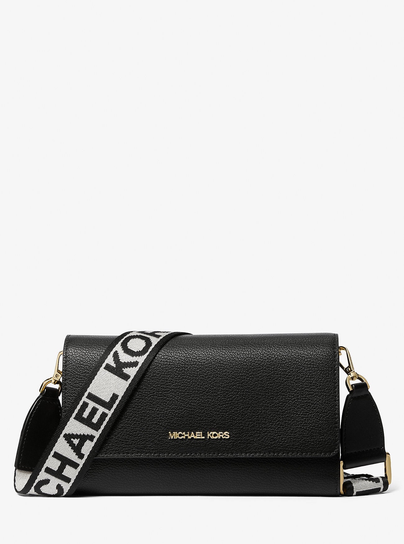 Michael Kors Jet Set Large Leather Crossbody Bag Black