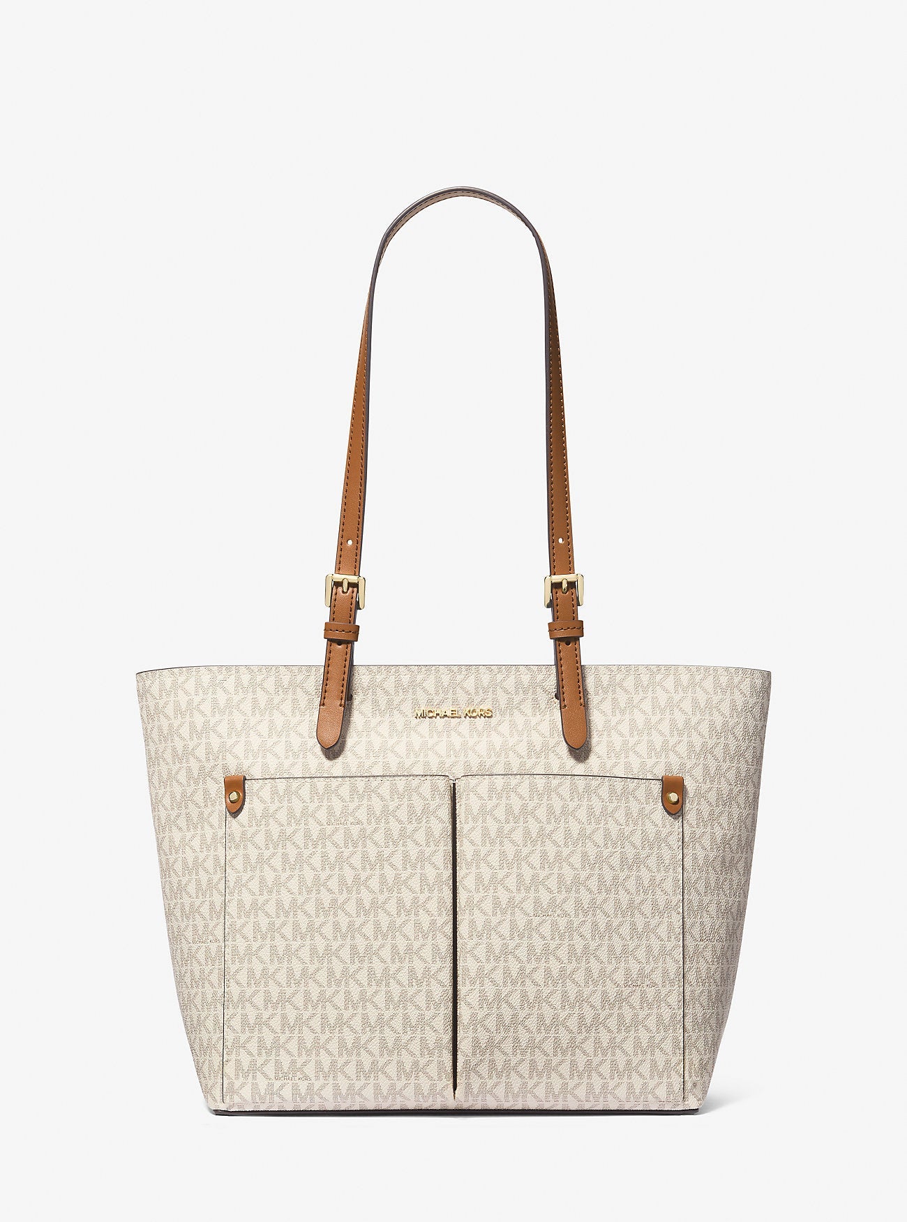 Jet Set Medium Logo Pocket Tote Bag Vanilla Vanilla