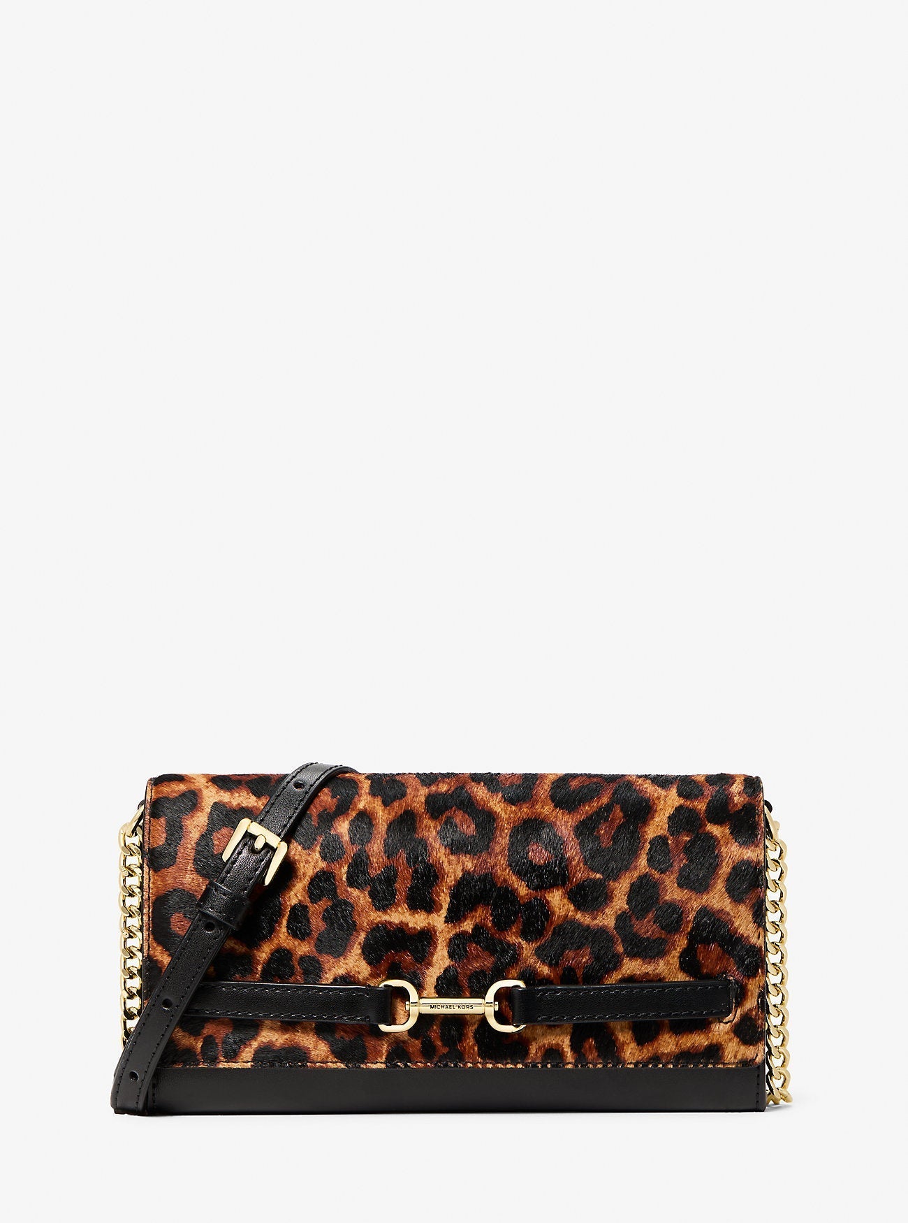 Carson Large Leopard Print Calf Hair Crossbody Bag Butterscotch Butterscotch