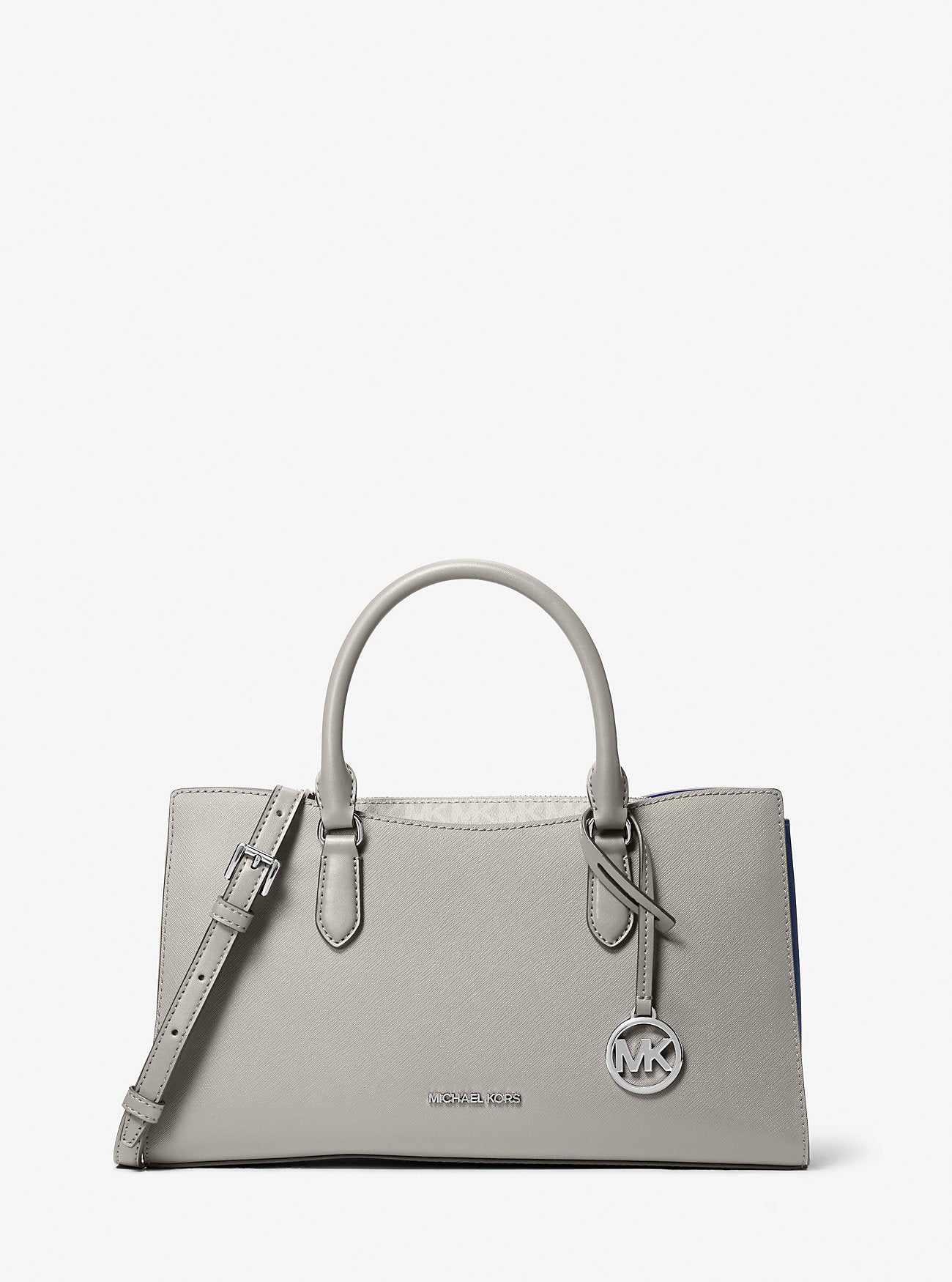 Michael Kors Arden Medium Top-Zip Satchel Pearl Grey