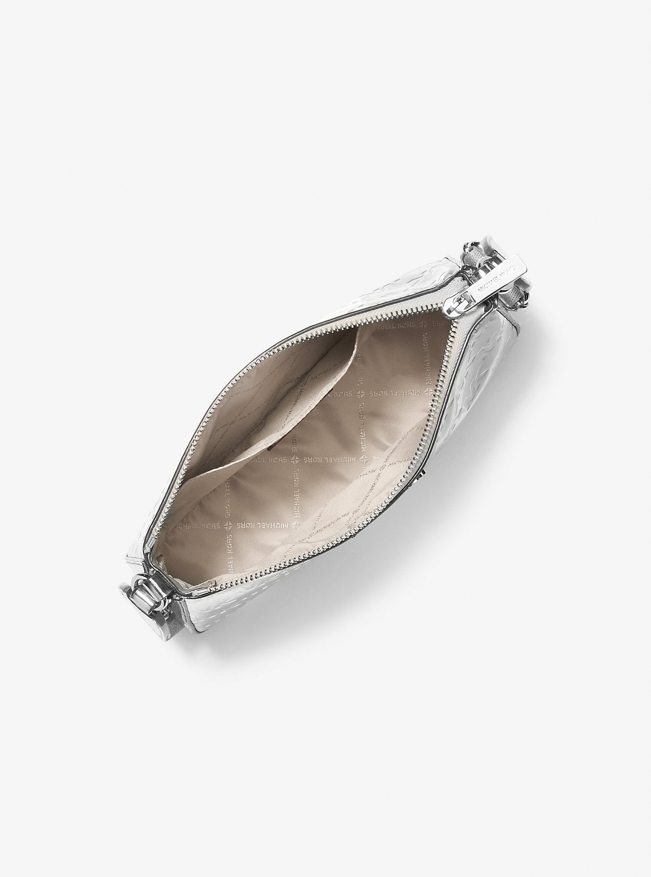 Jet Set Small Patent Logo Debossed Crossbody Bag with Case for Apple Airpods Pro® Silver Silver