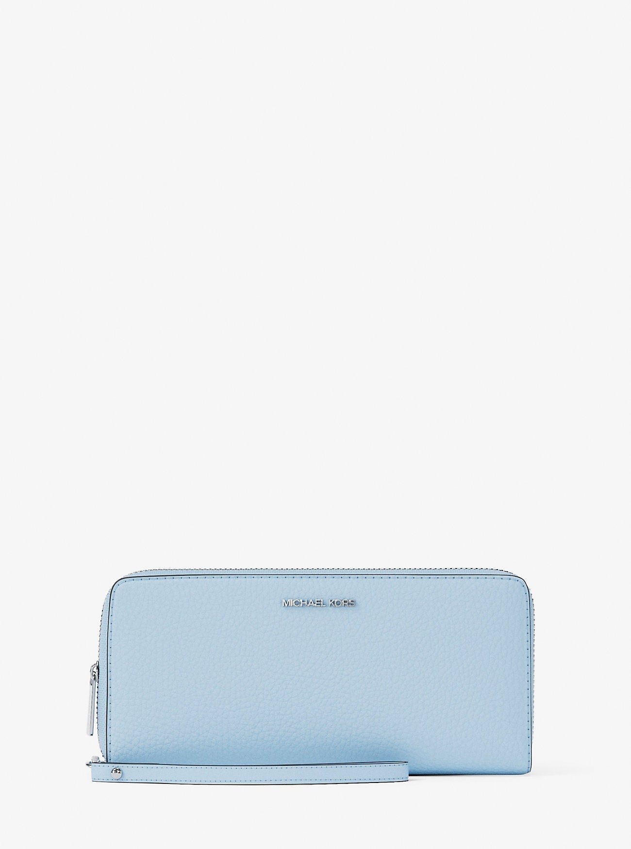 Michael Kors Large Pebbled Leather Continental Wallet Pale Ocean