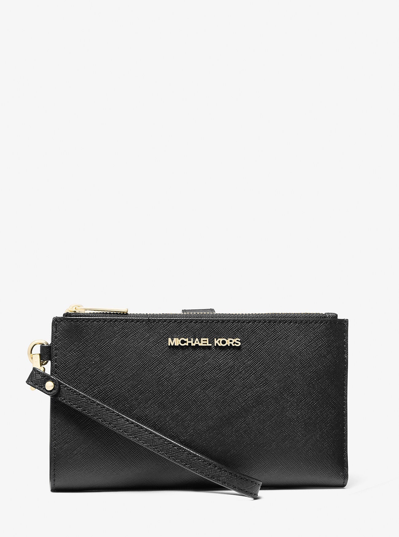 Michael Kors Jet Set Large Leather Smartphone Wristlet Wallet Black