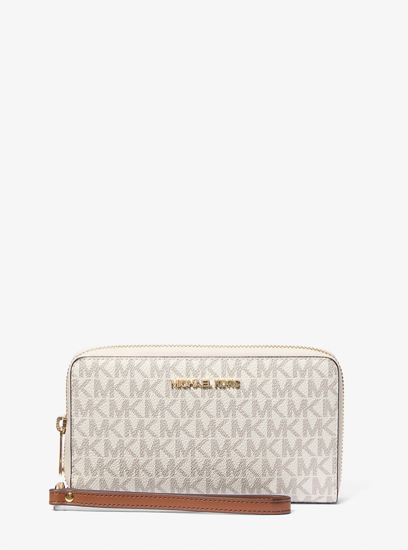 Michael Kors Jet Set Signature Logo Smartphone Wristlet Vanilla
