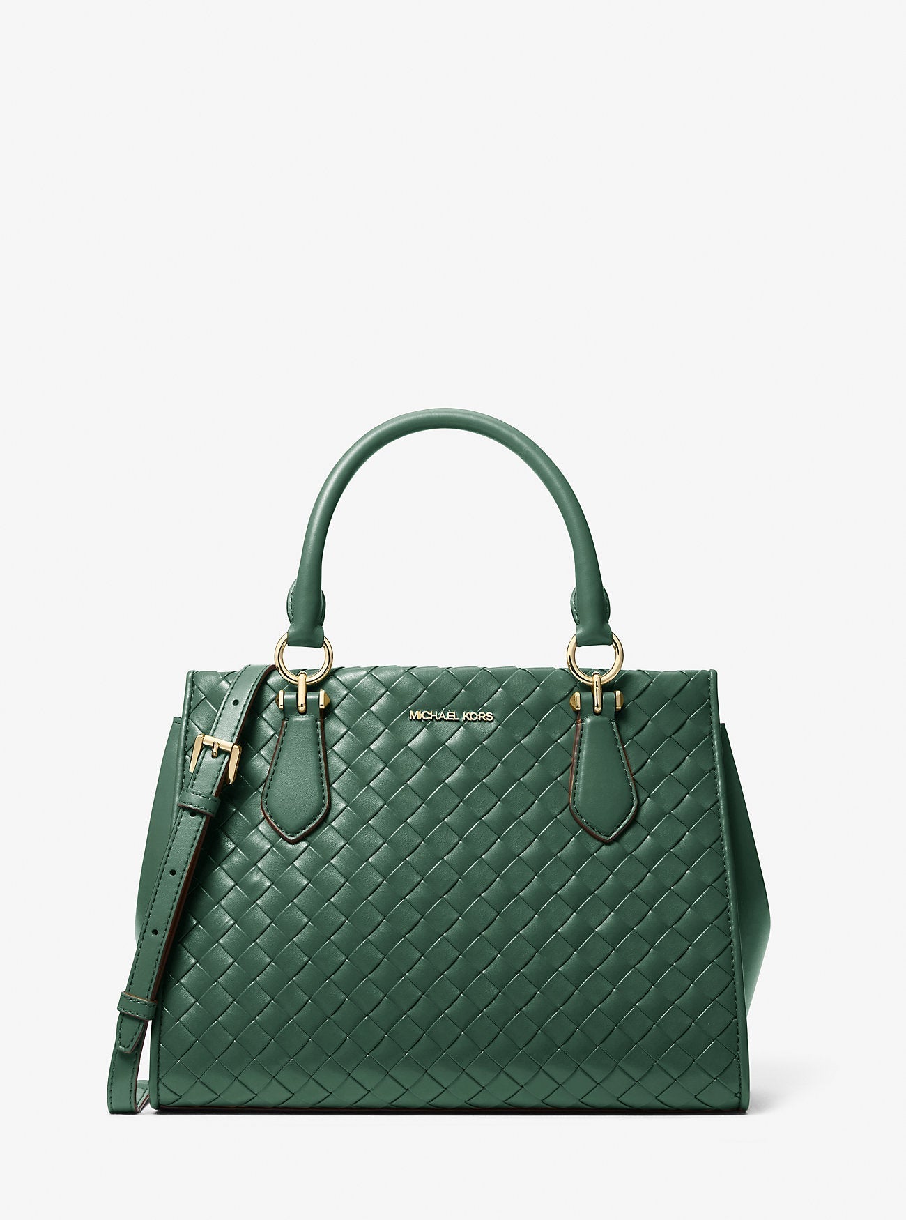 Michael Kors Marilyn Medium Woven Satchel Moss