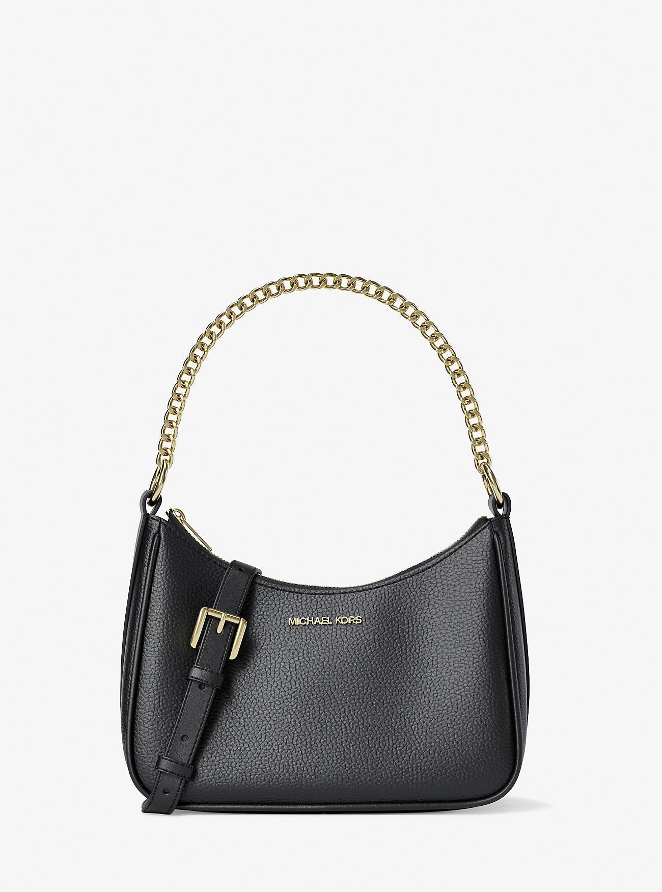 Jet Set Large Pebbled Leather Convertible Crossbody Bag Black Black
