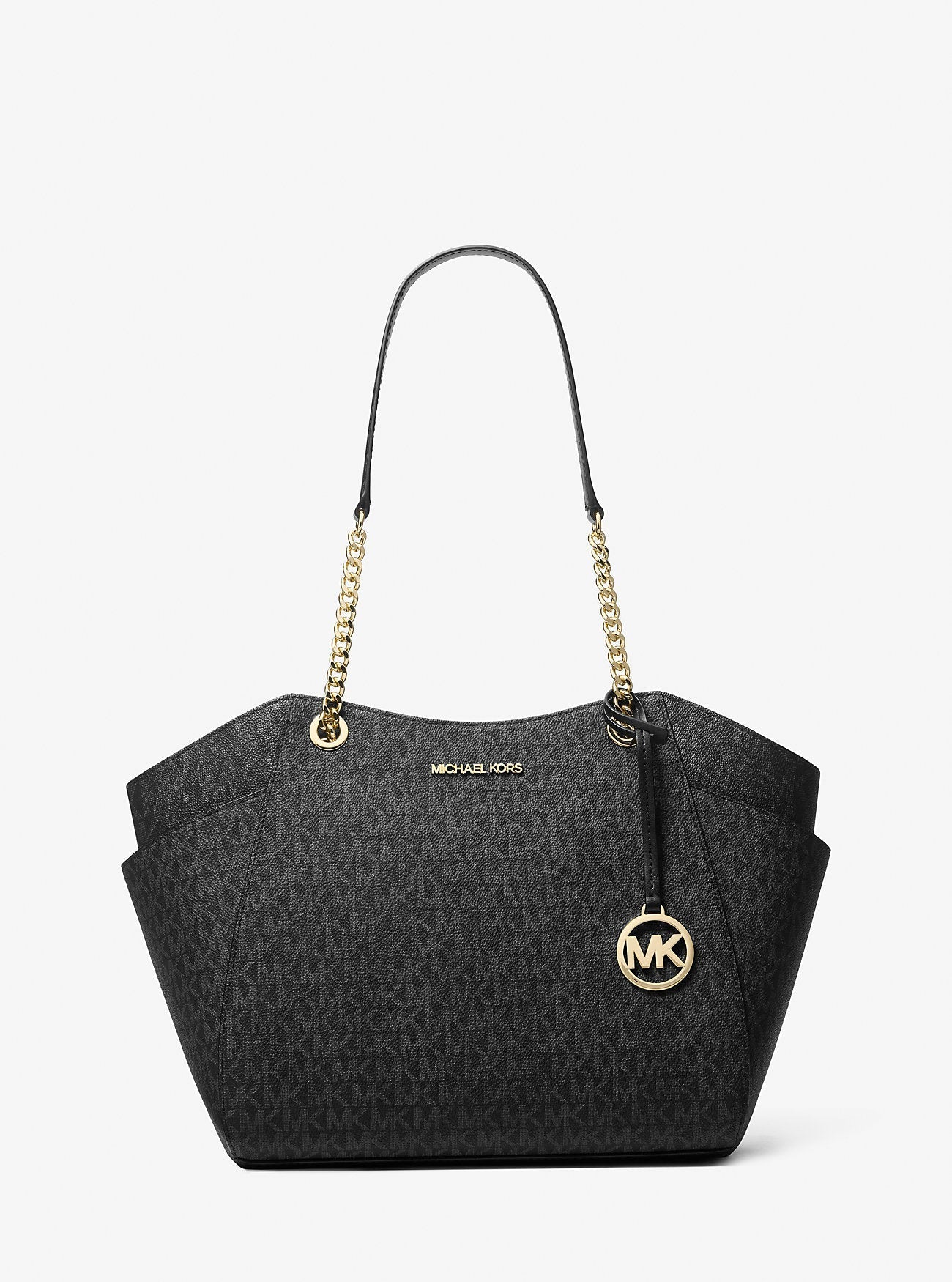 Jet Set Large Signature Logo Shoulder Bag Black Black