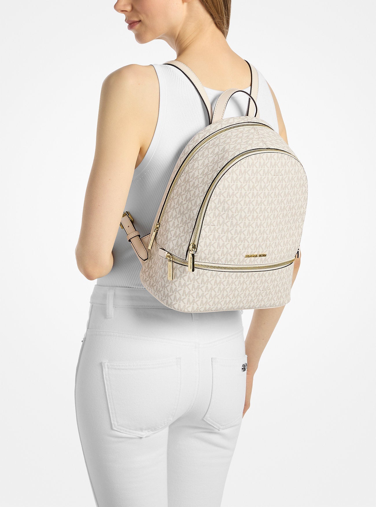 Rhea Medium Signature Logo Backpack Lt Crm Multi Lt Crm Multi