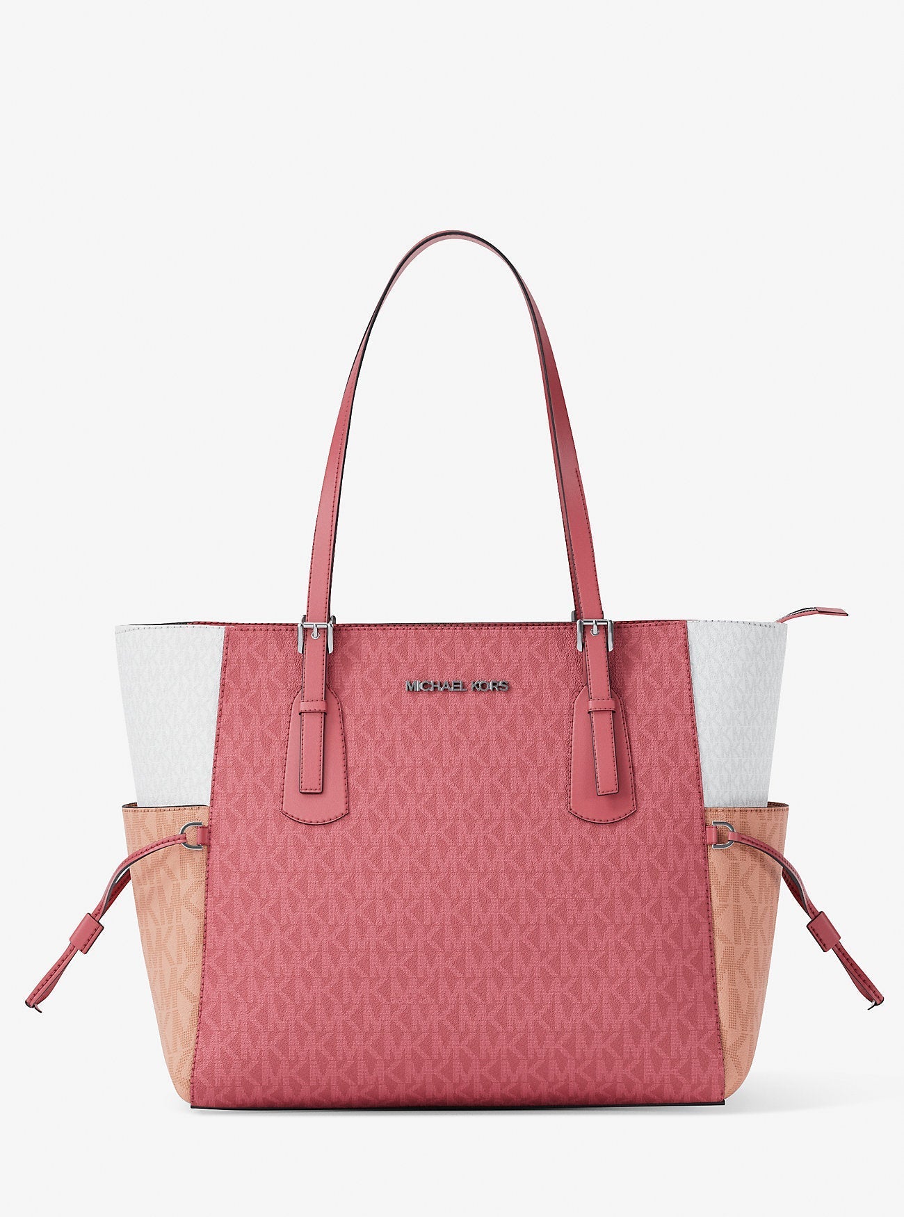 Voyager Large Color-Block Signature Logo Tote Bag Hibiscus Hibiscus