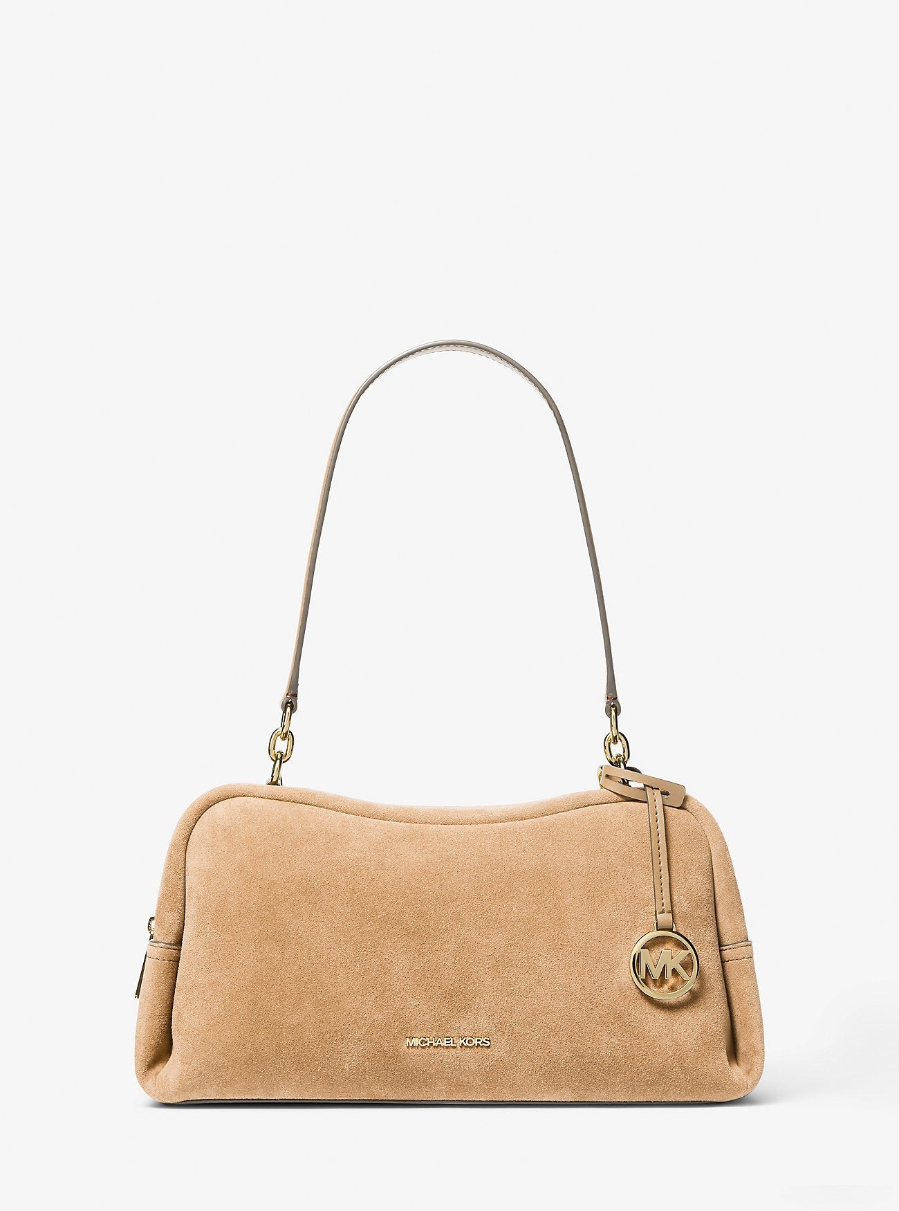 Michael Kors Cecily Medium Suede Shoulder Bag Camel