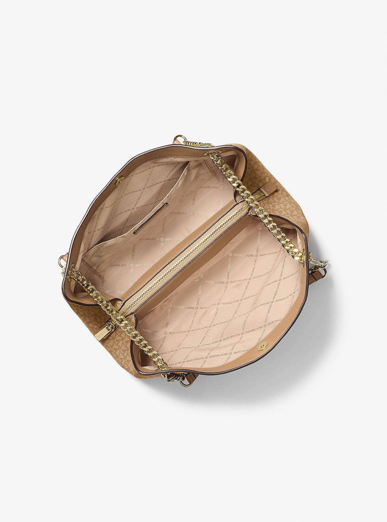Michael Kors Christina Medium Signature Logo Messenger Bag Camel