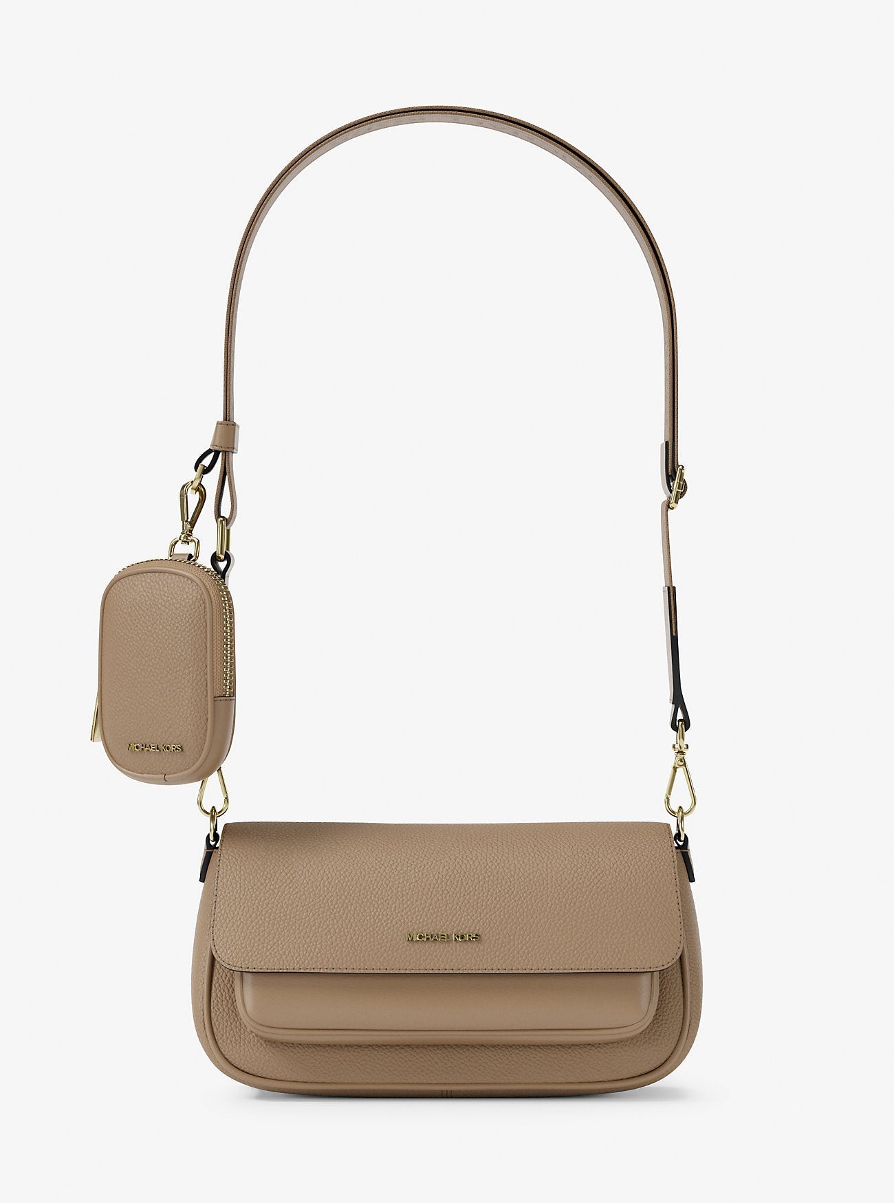 Jet Set Travel Small Pebbled Leather Crossbody Bag With Pouch Camel Camel