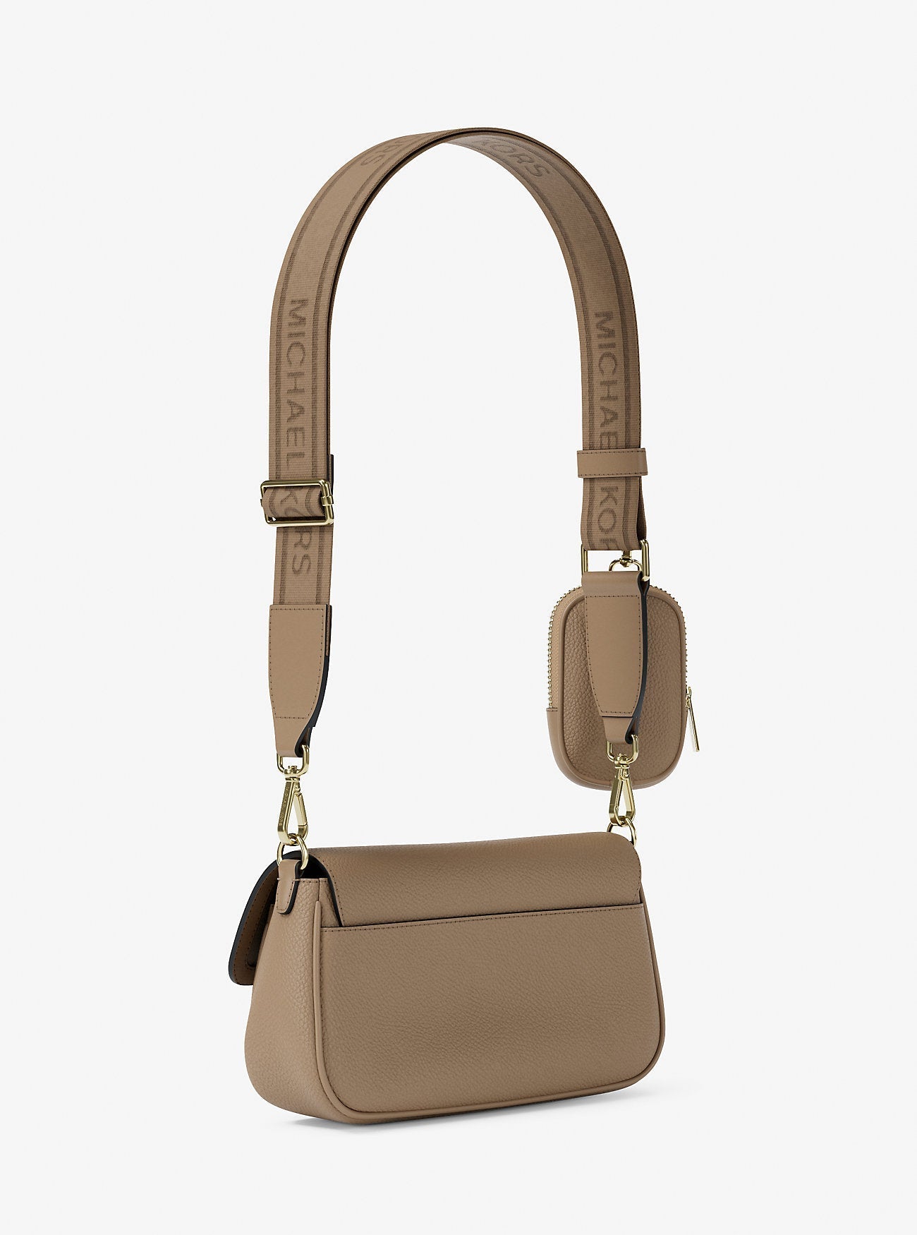 Jet Set Travel Small Pebbled Leather Crossbody Bag With Pouch Camel Camel