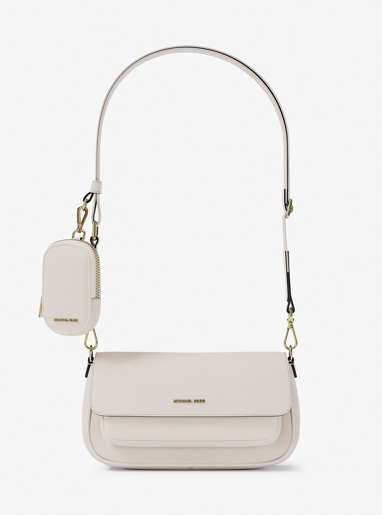 Jet Set Travel Small Pebbled Leather Crossbody Bag With Pouch Lt Cream Lt Cream