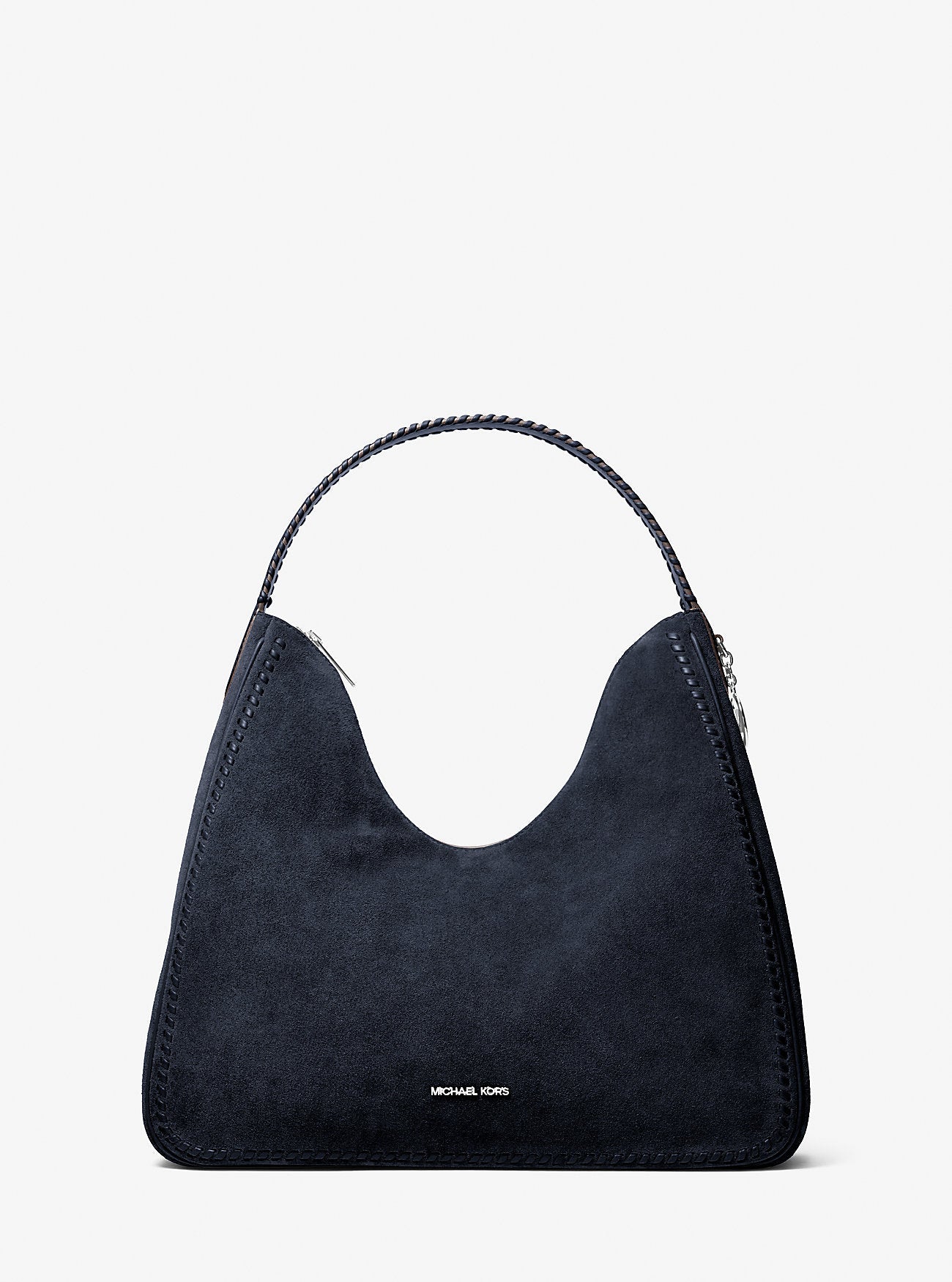Michael Kors Nayla Medium Suede Hobo Shoulder Bag Navy