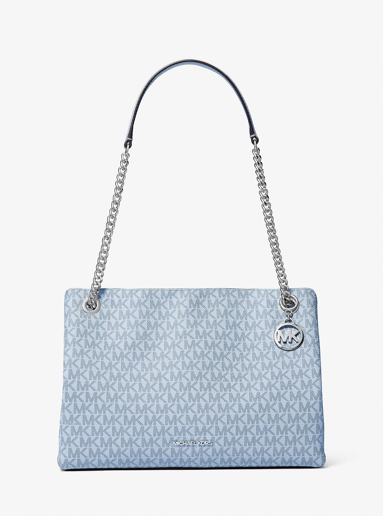 Michael Kors Christina Medium Signature Logo Shoulder Bag Pale Ocean