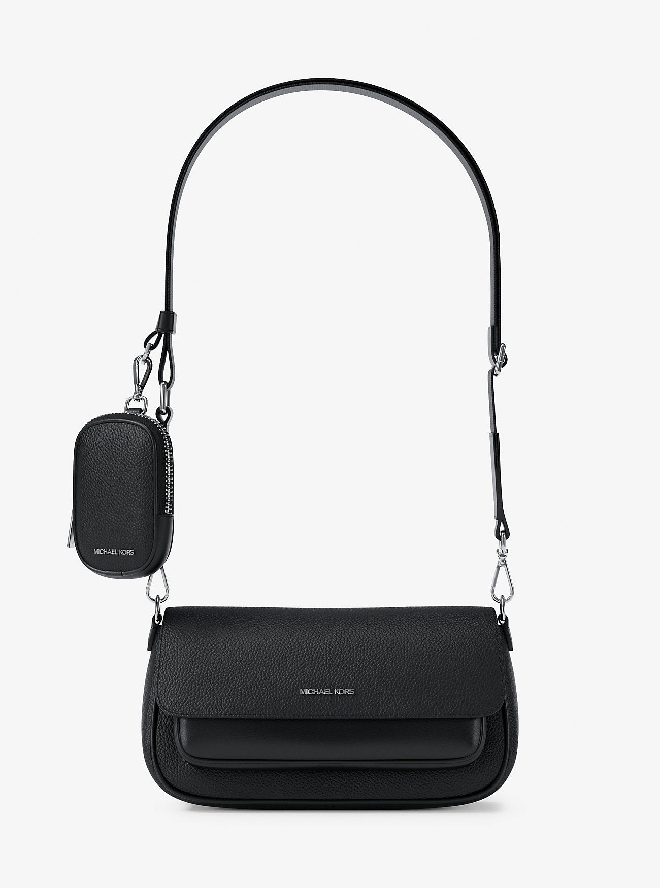 Jet Set Travel Small Pebbled Leather Crossbody Bag With Pouch Black Black