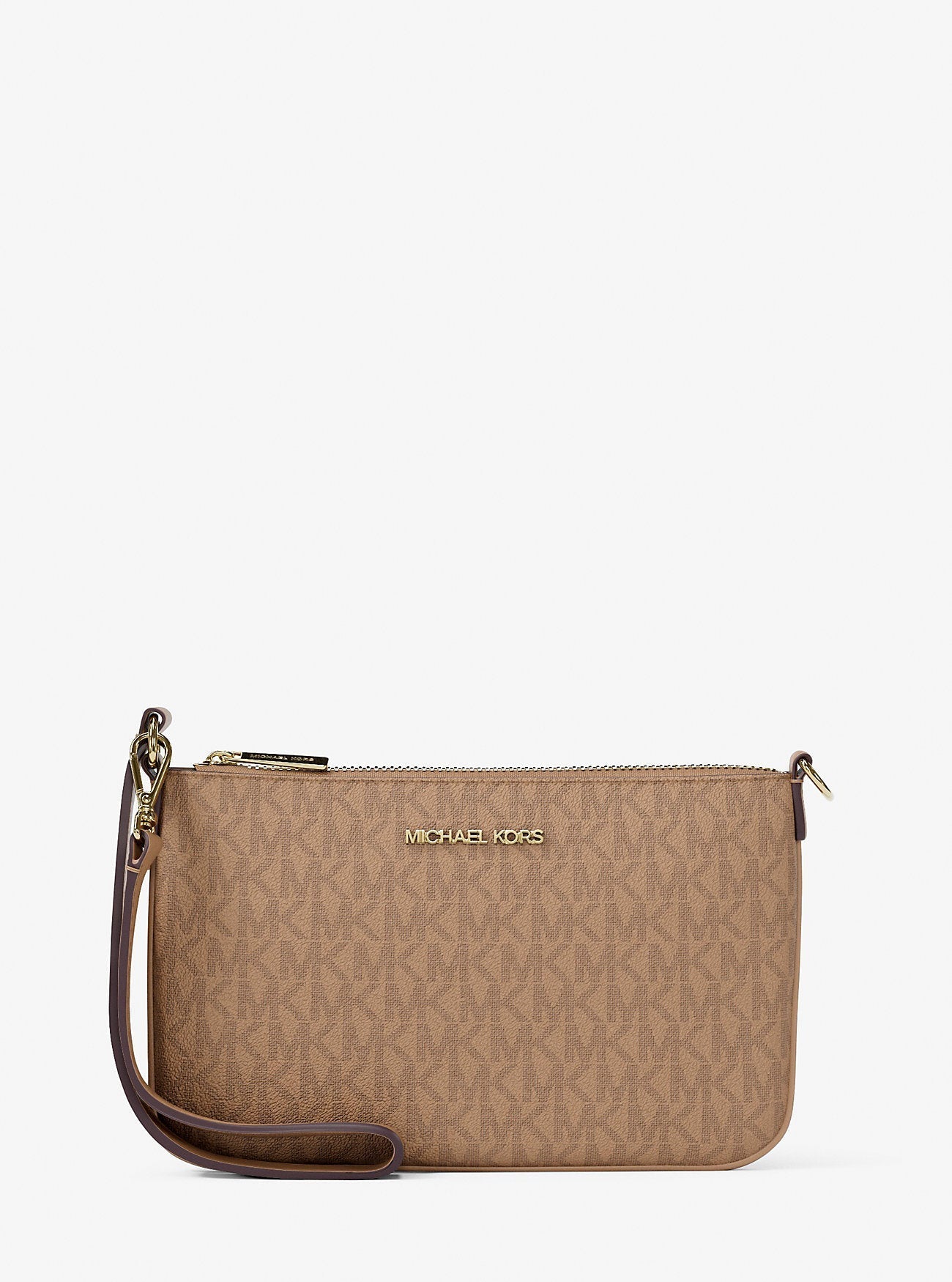 Michael Kors Jet Set Small Signature Logo Convertible Wristlet Camel