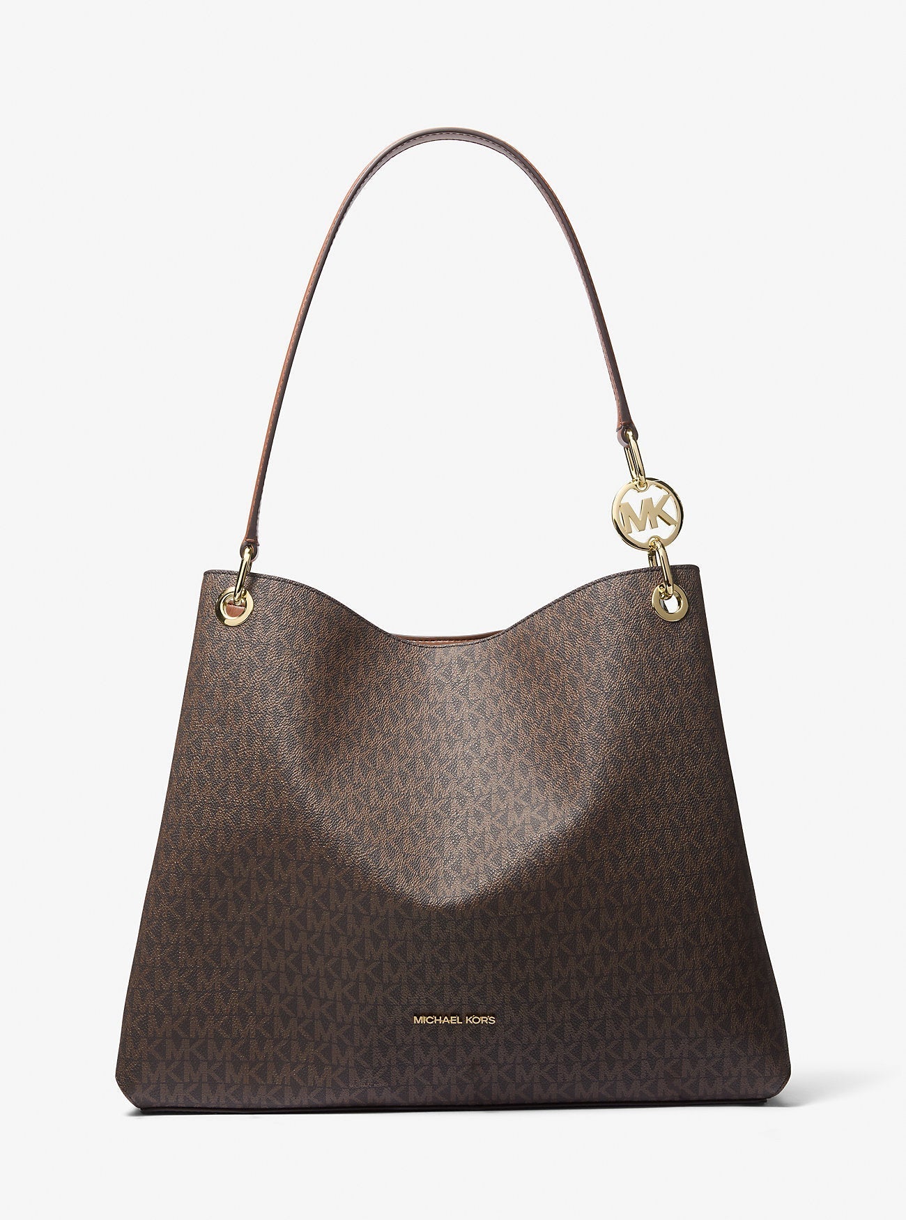 Christina Large Signature Logo Shoulder Bag Brown Brown