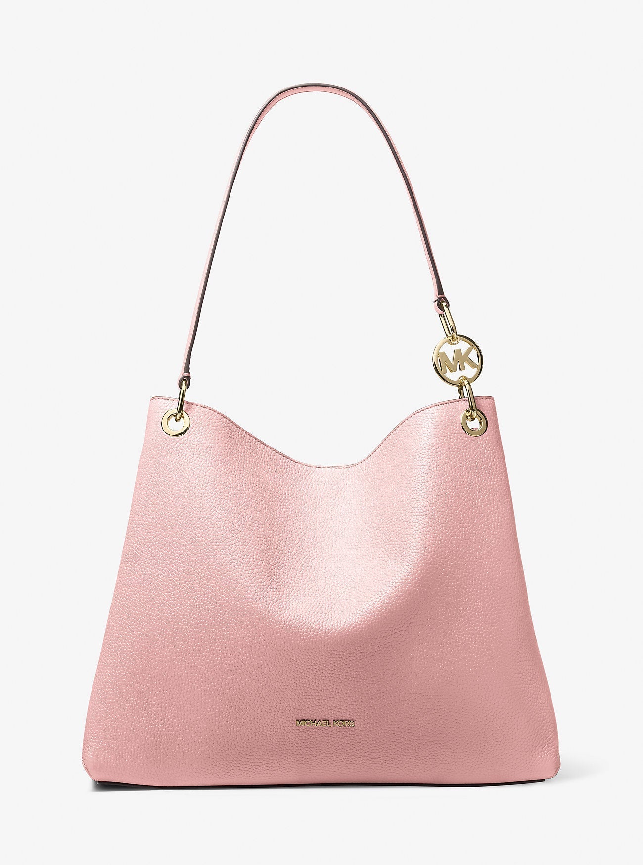Christina Large Pebbled Leather Shoulder Bag Powder Blush Powder Blush