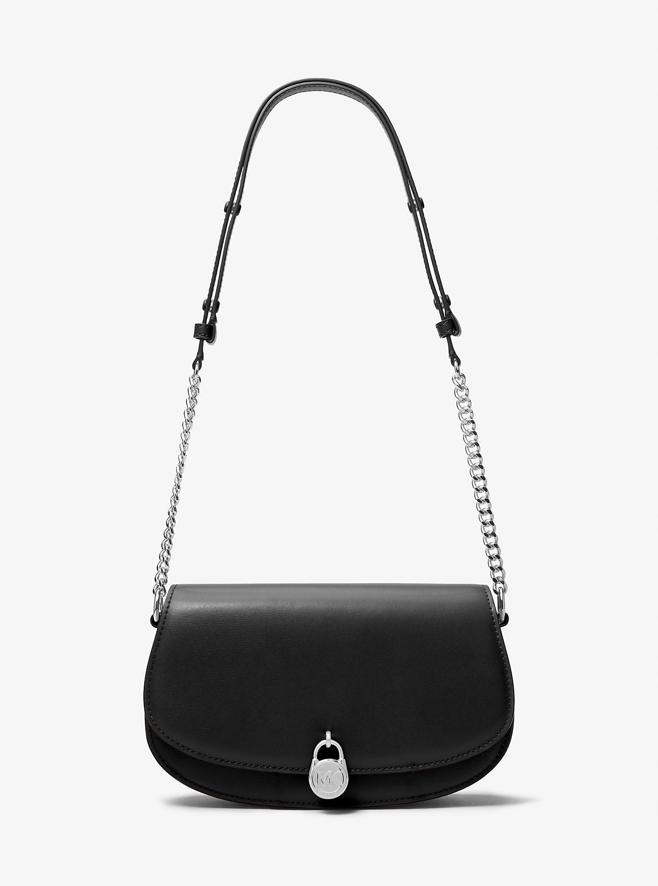 Mila Medium Leather Messenger Bag Black Black