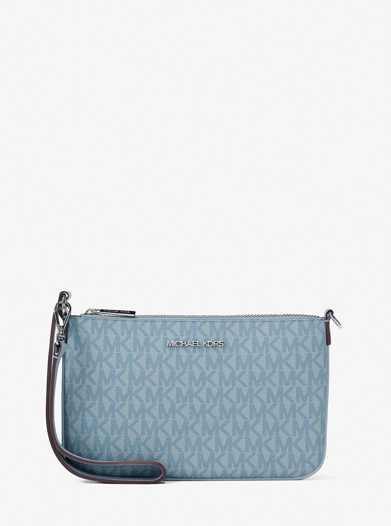 Michael Kors Jet Set Small Signature Logo Convertible Wristlet Pale Ocean
