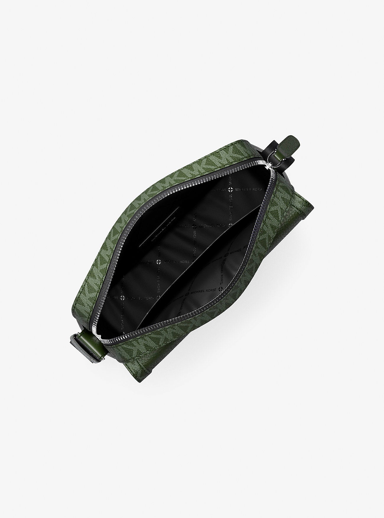 Cooper Medium Pebbled Leather and Signature Logo Camera Crossbody Bag Moss Moss