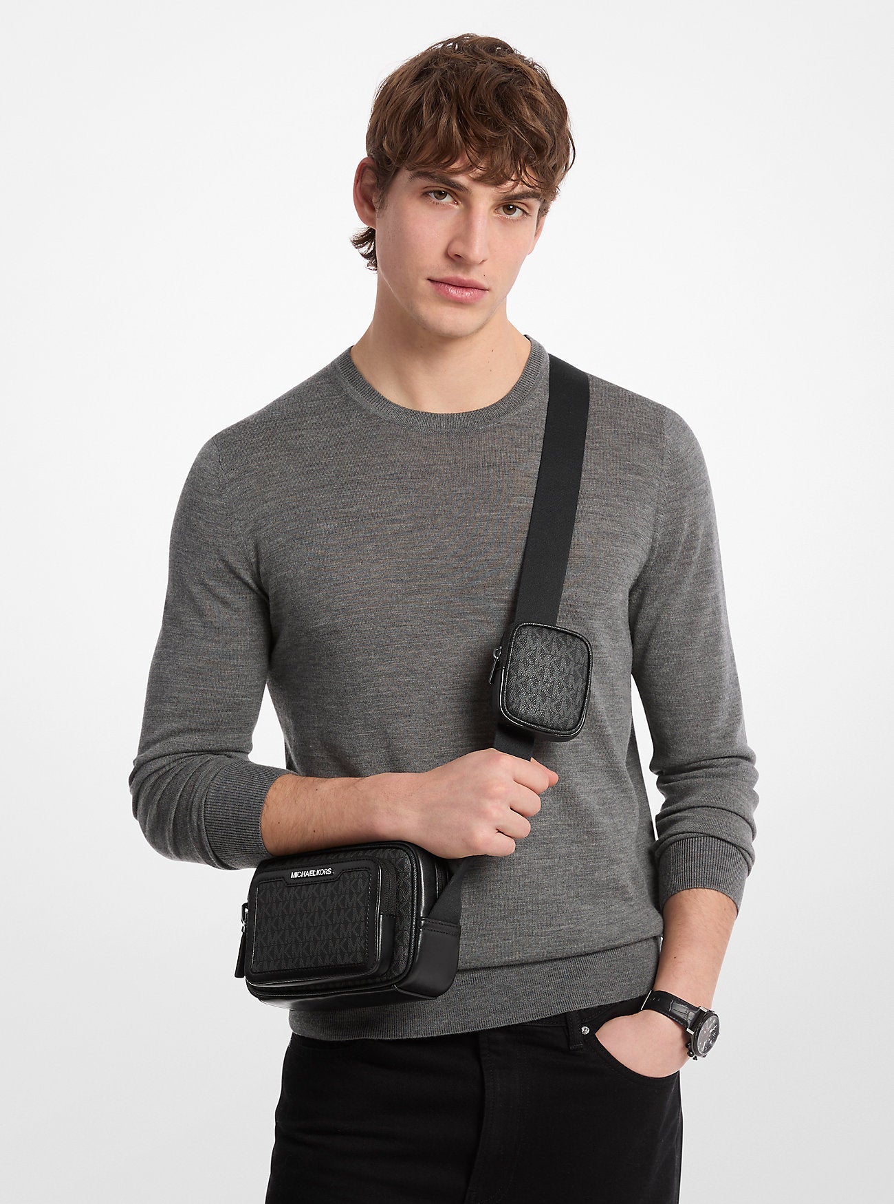 Cooper Signature Logo Camera Crossbody Bag With Pouch Black Black