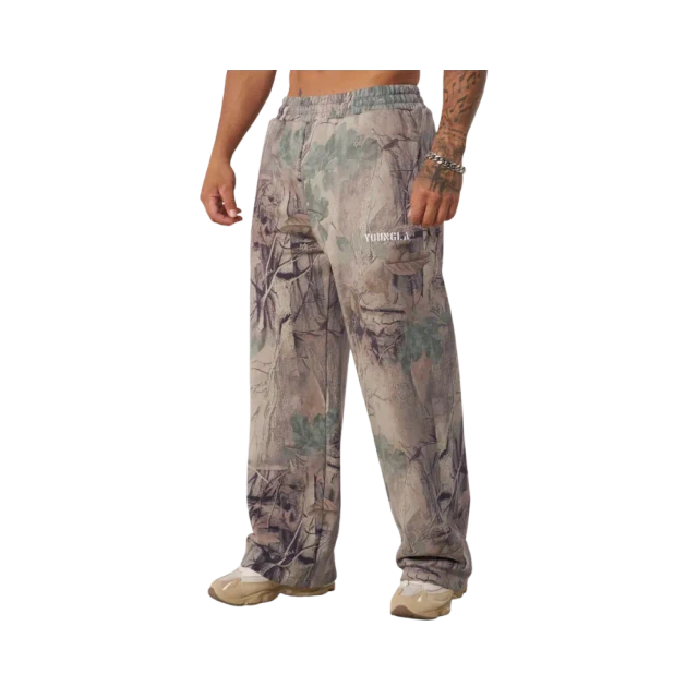 YoungLA Tree Camo Collection No Cuff Sweats Beige Tree Camo
