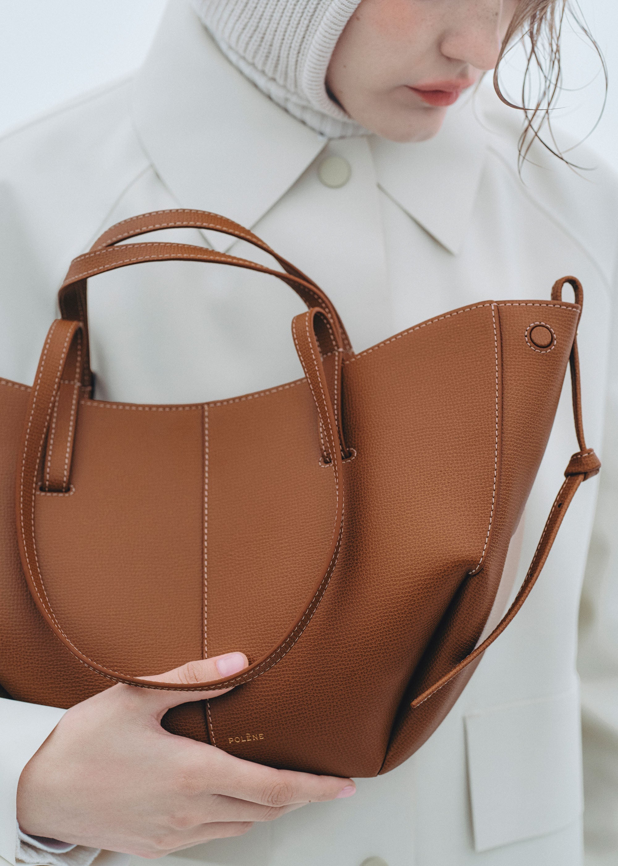 Polene Cyme Mini Textured Camel