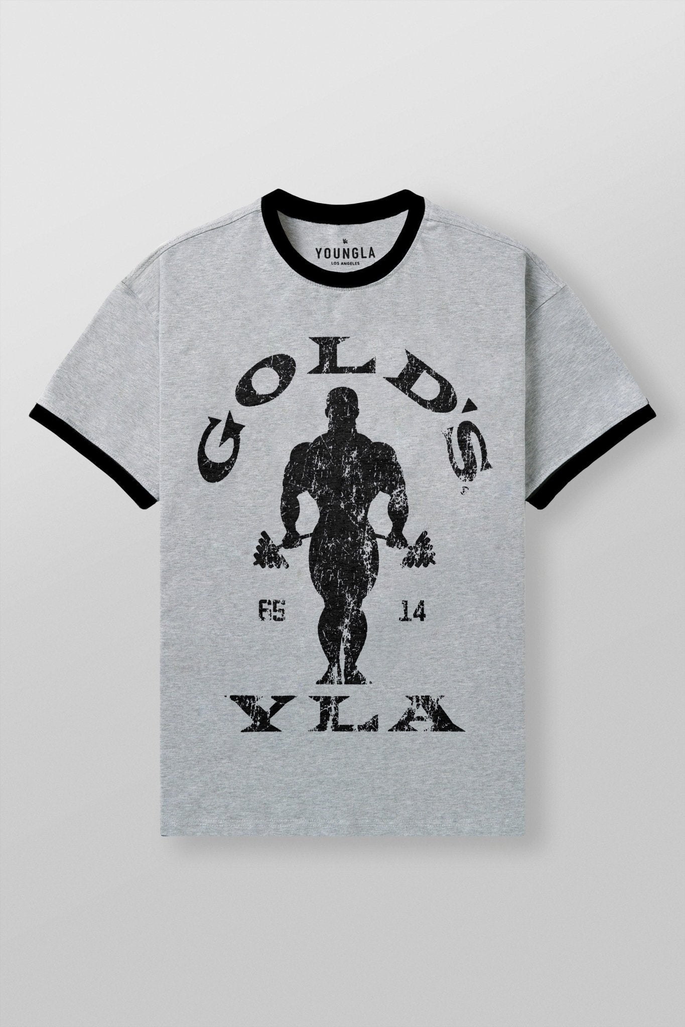 4009 - Golds Gym Ringer Tees Heather Grey - Unmatched Kicks-YOUNG LA