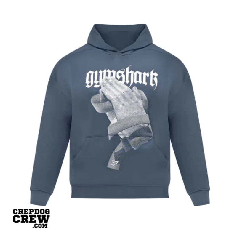 GYMSHARK Prayer Hands Hoodie Titanium Blue