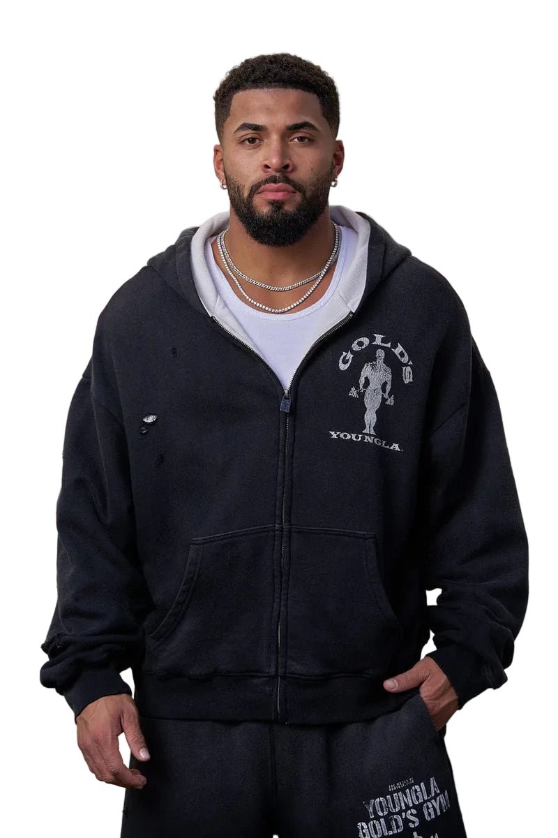 5226 - Gold's Iron Legacy Layered Zip-Ups Black - Unmatched Kicks-YOUNG LA