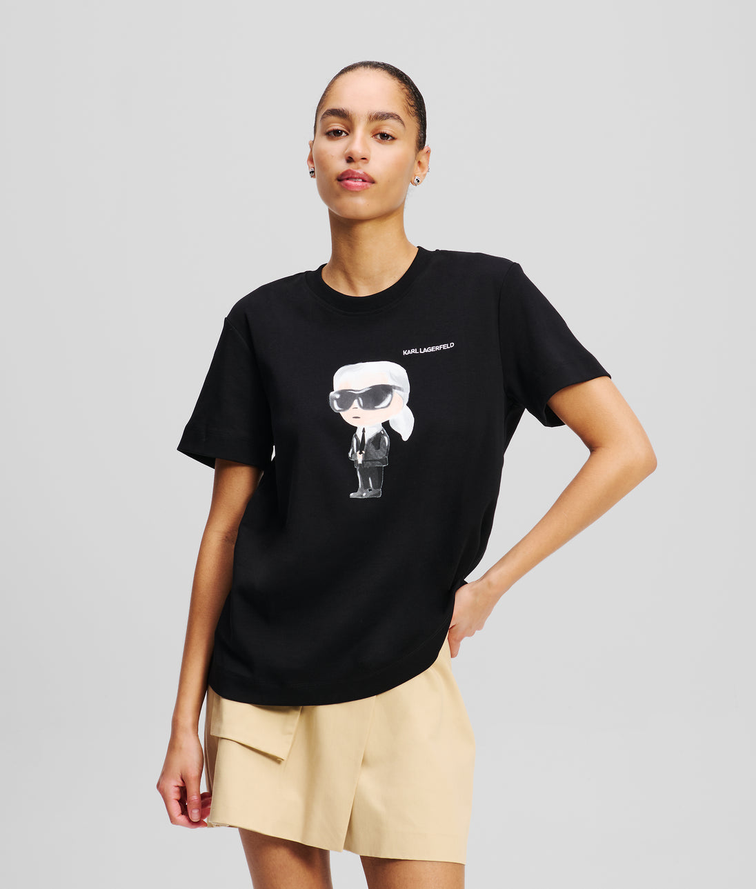KarlLagerfeld Ikon Aquarelle Canvas Tote Bag Black