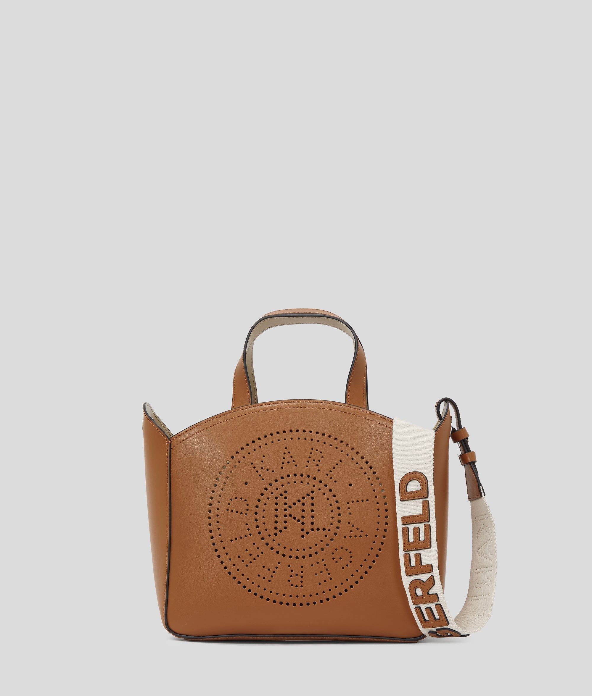 KarlLagerfeld Kcircle Perforated Small Tote Bag Dark Tan