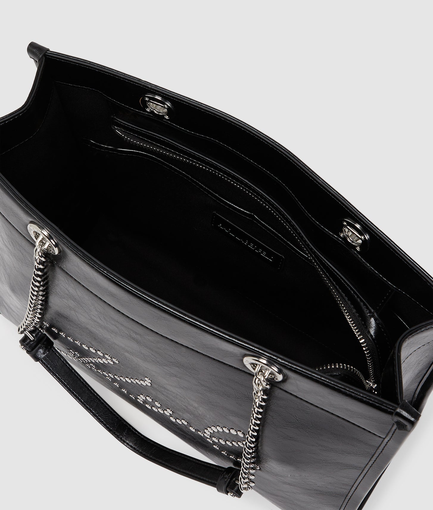 KarlLagerfeld Kskuare Medium Studded Tote Bag Black-Nickel