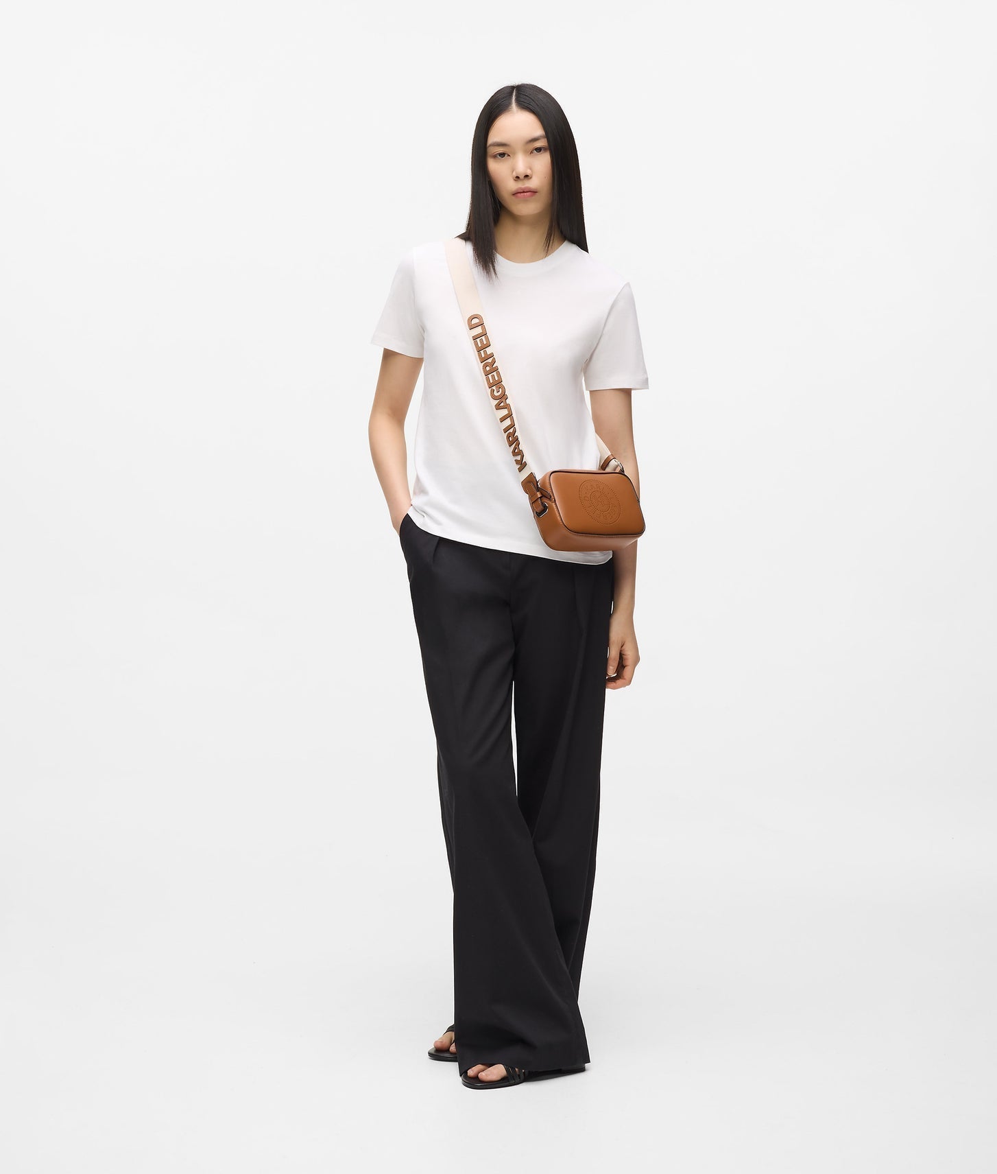 KarlLagerfeld Kcircle Perforated Crossbody Bag Dark Tan