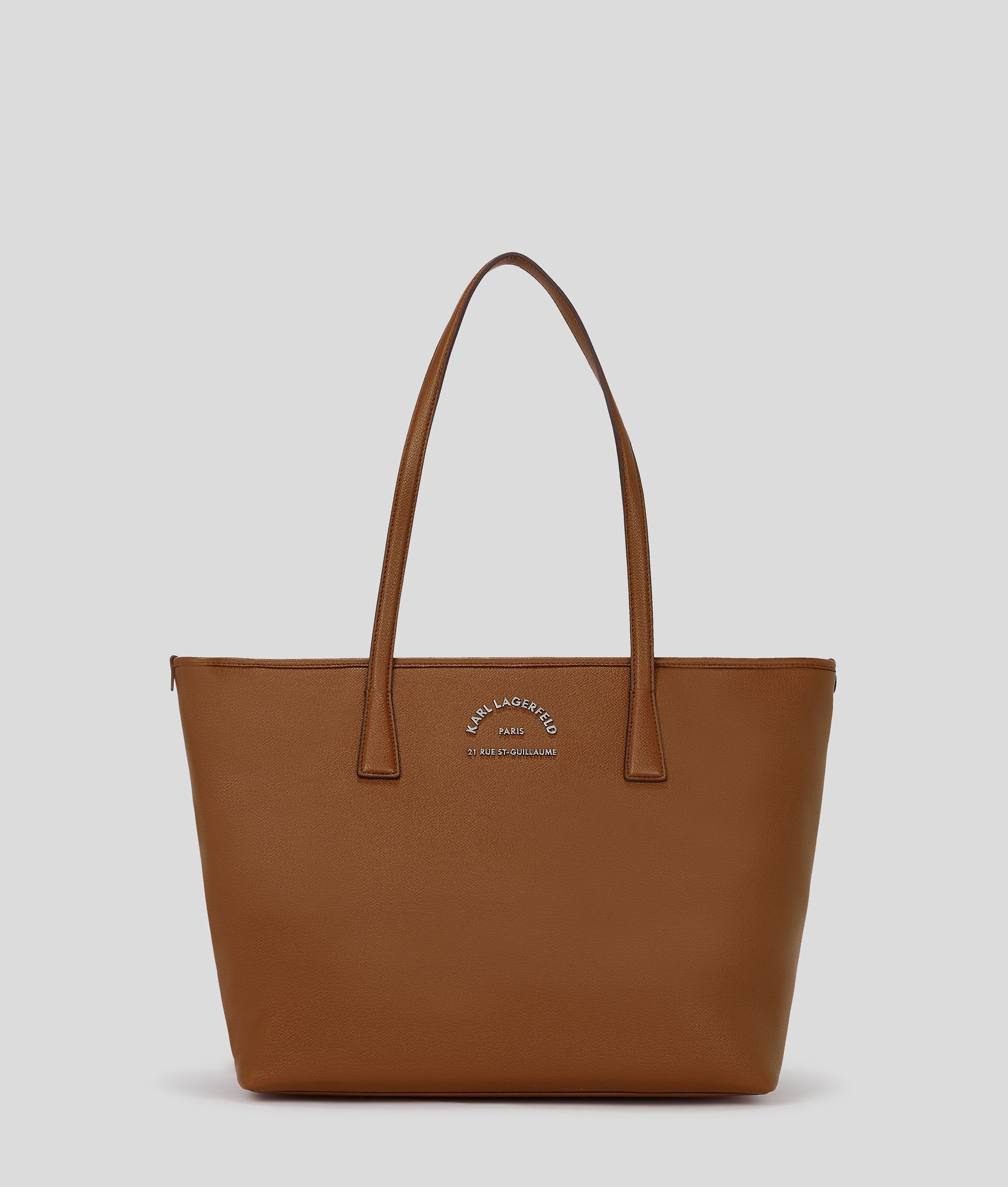 KarlLagerfeld Rue St-Guillaume Metal Tote Bag Dark Tan