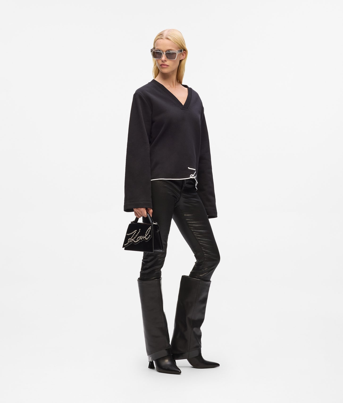 KarlLagerfeld Ksignature Small Studded Crossbody Bag Black