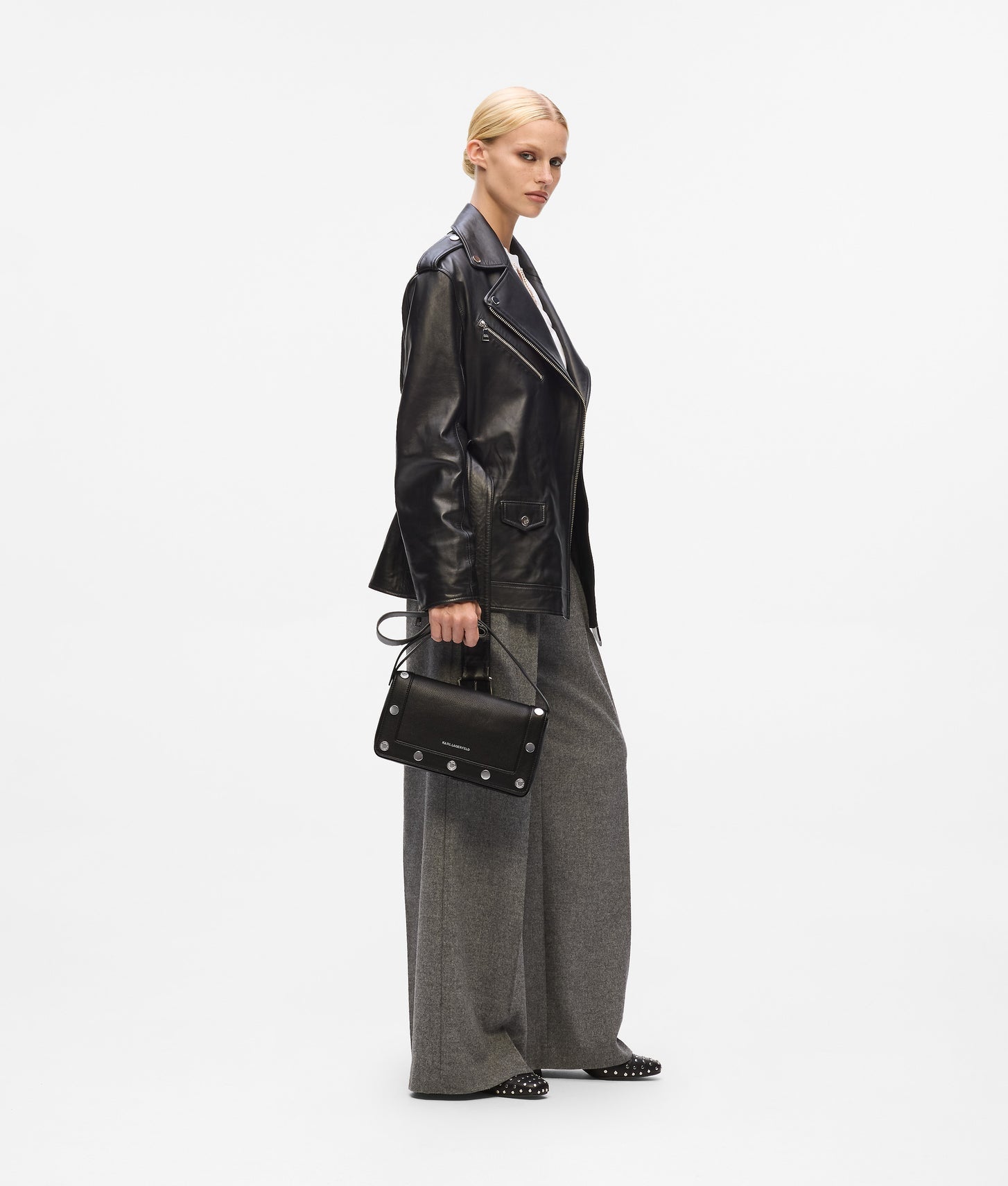 KarlLagerfeld Krocky Marais Shoulder Bag Black-Nickel